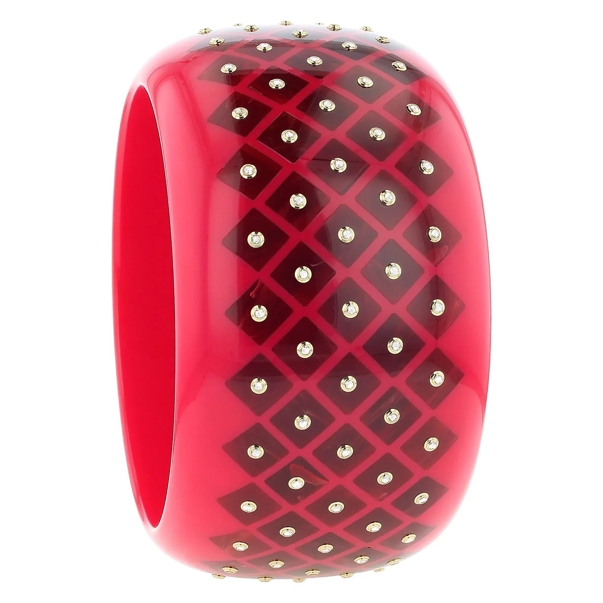 Kavi Bangle | Rich red bakelite with inlay and stones.