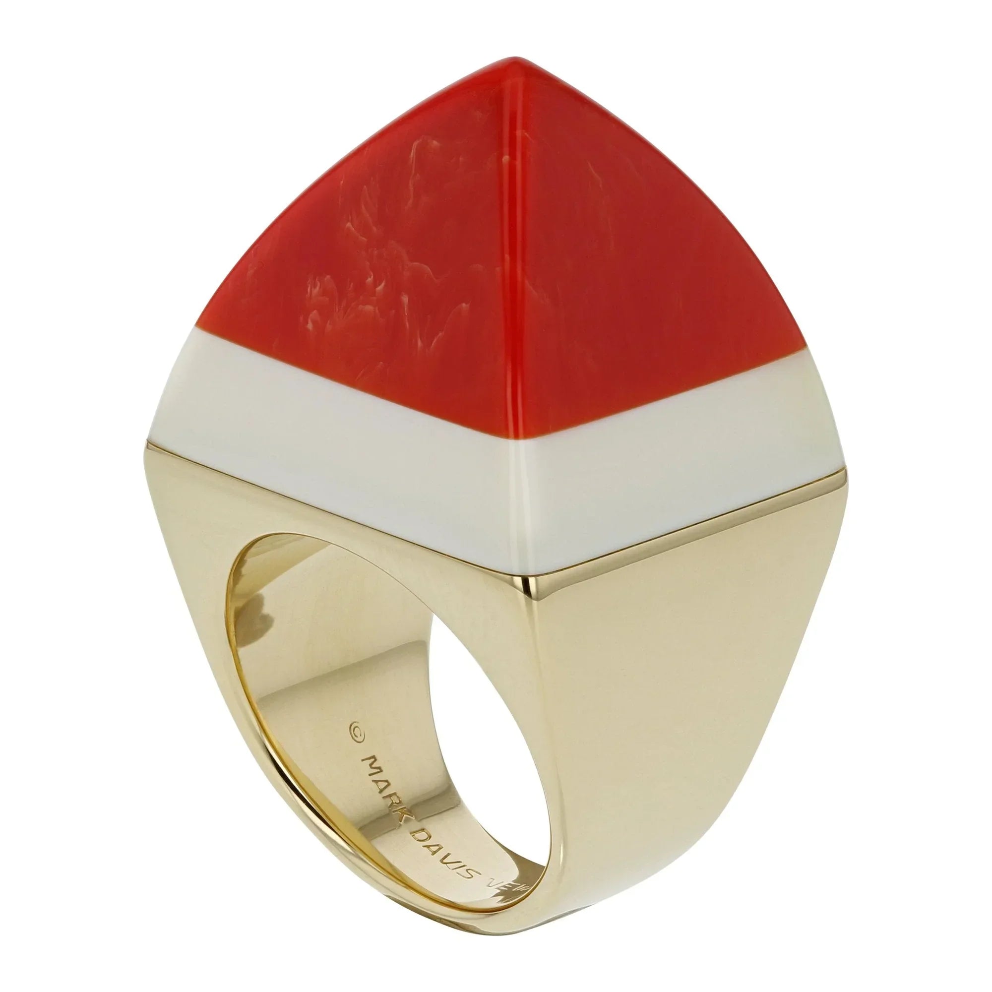 Kendall Ring | Bakelite sugar loaf shaped ring with a gold band.