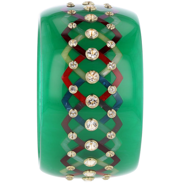 Lattice Bangle | Bakelite bangle with an inlaid interlocking lattice pattern.