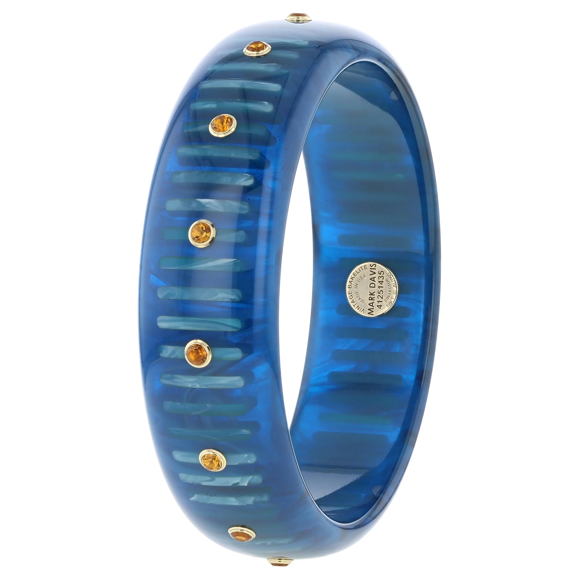 Lenora Bangle | Bakelite With Inlay And Stones.