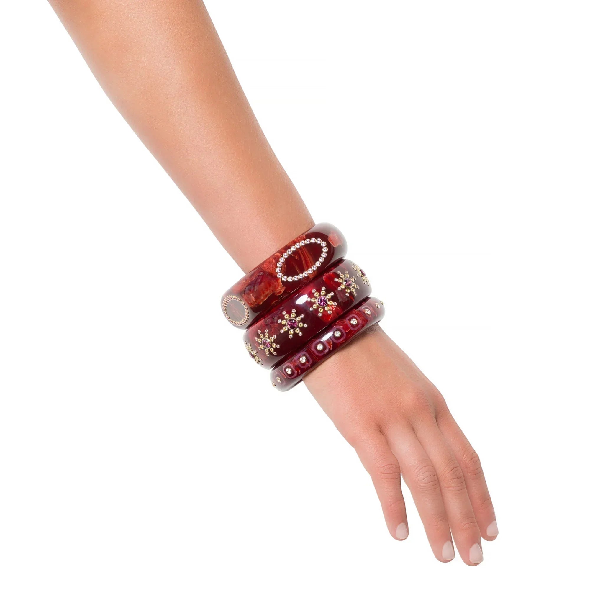Lillia Bangle | Bakelite with an oval pattern of stones.