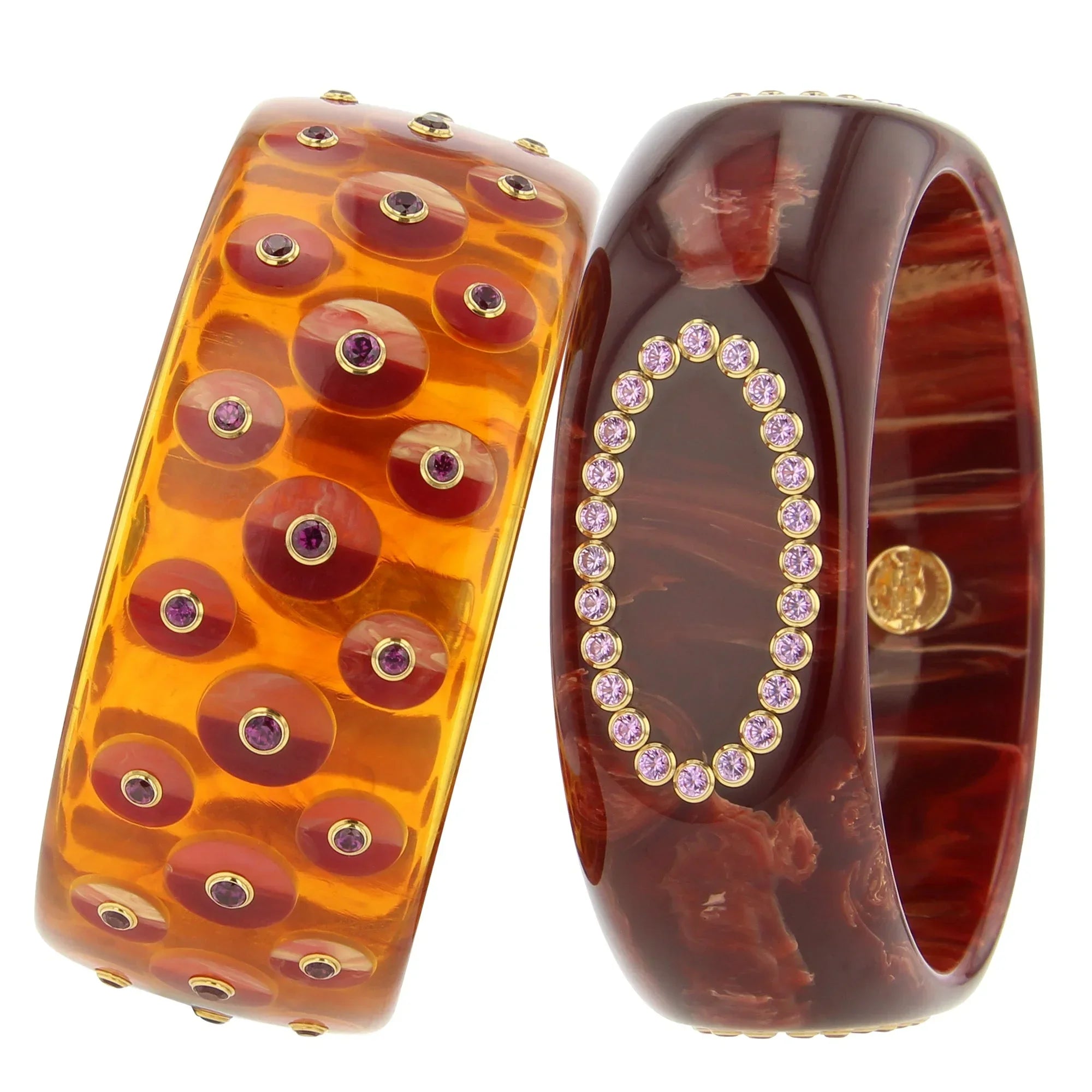 Lillia Bangle | Bakelite with an oval pattern of stones.