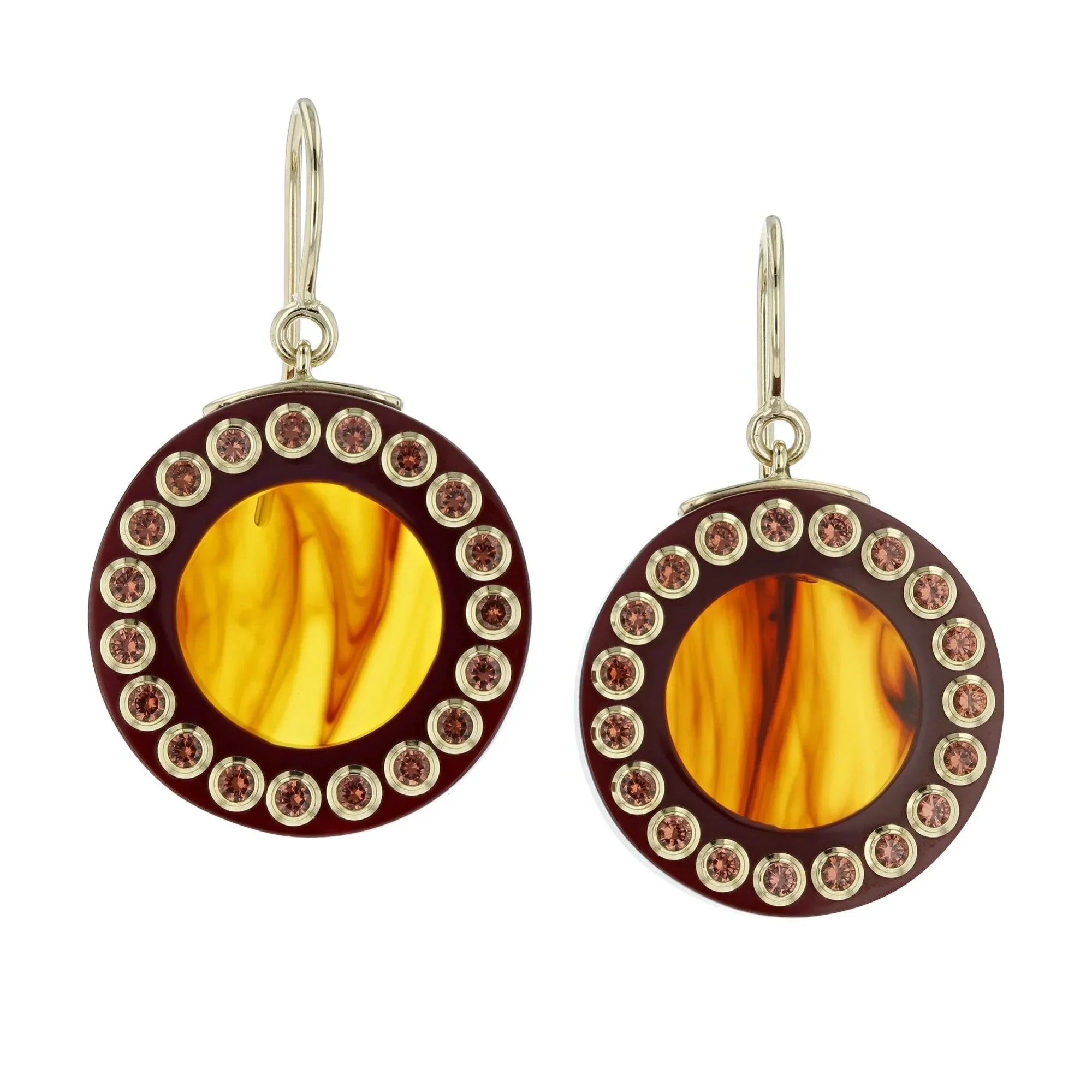 Lily Earrings | Bakelite earrings framed by a circle of stones.