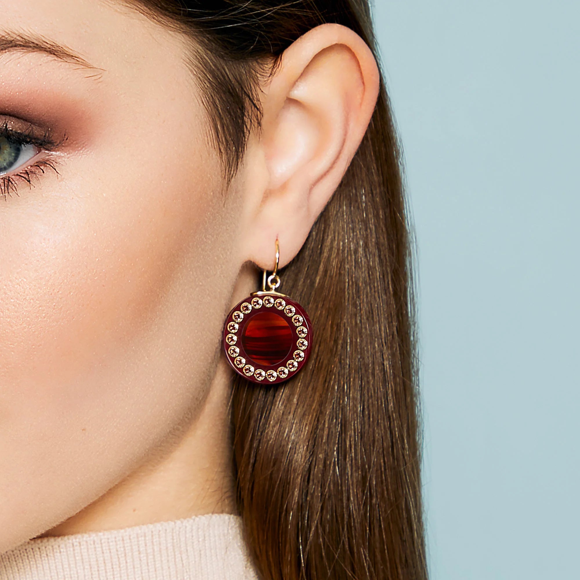 Lily Earrings | Bakelite with gold and stones. 