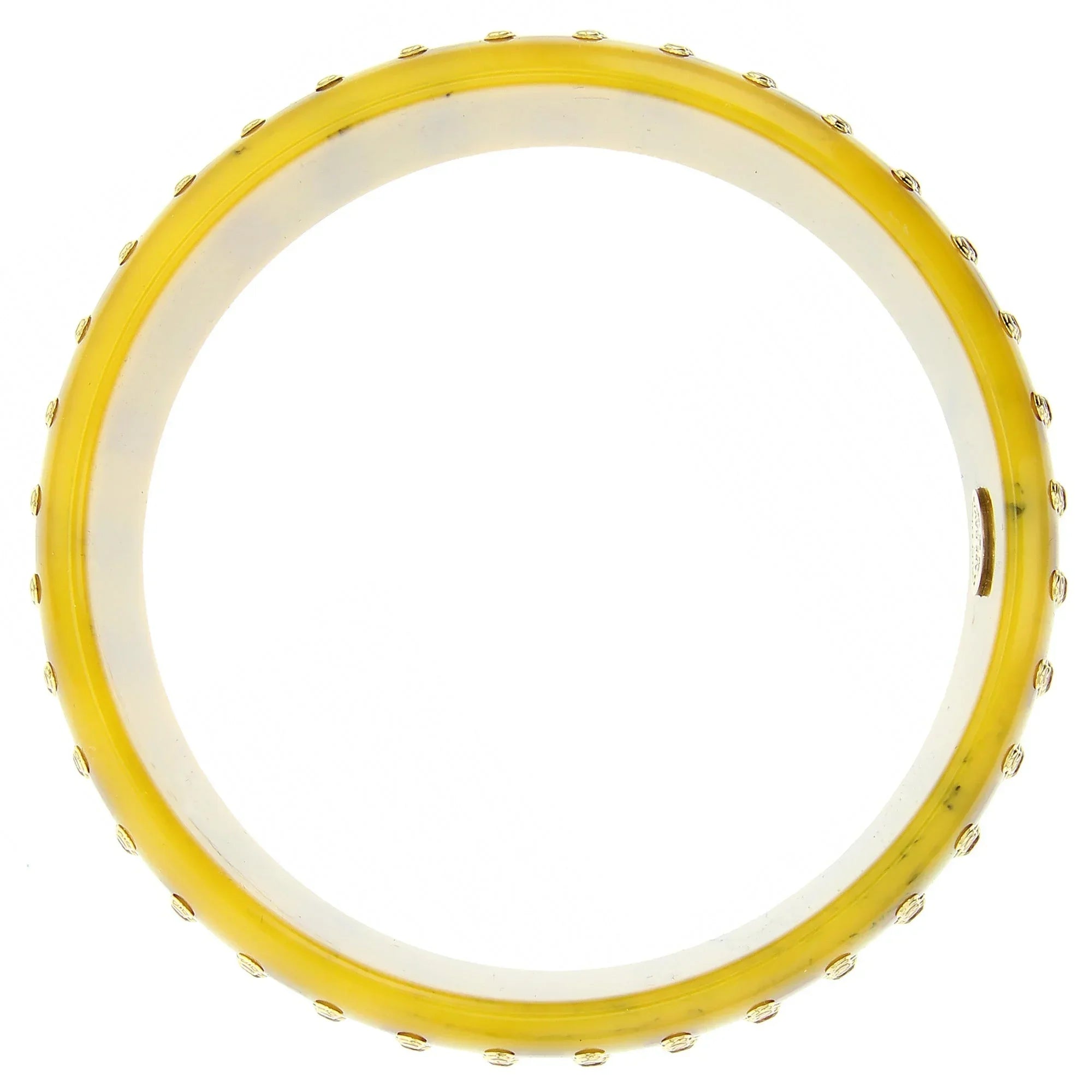 Linea Dalfon Bangle | Bakelite bangle with an inlay of bakelite stripes and set stones.
