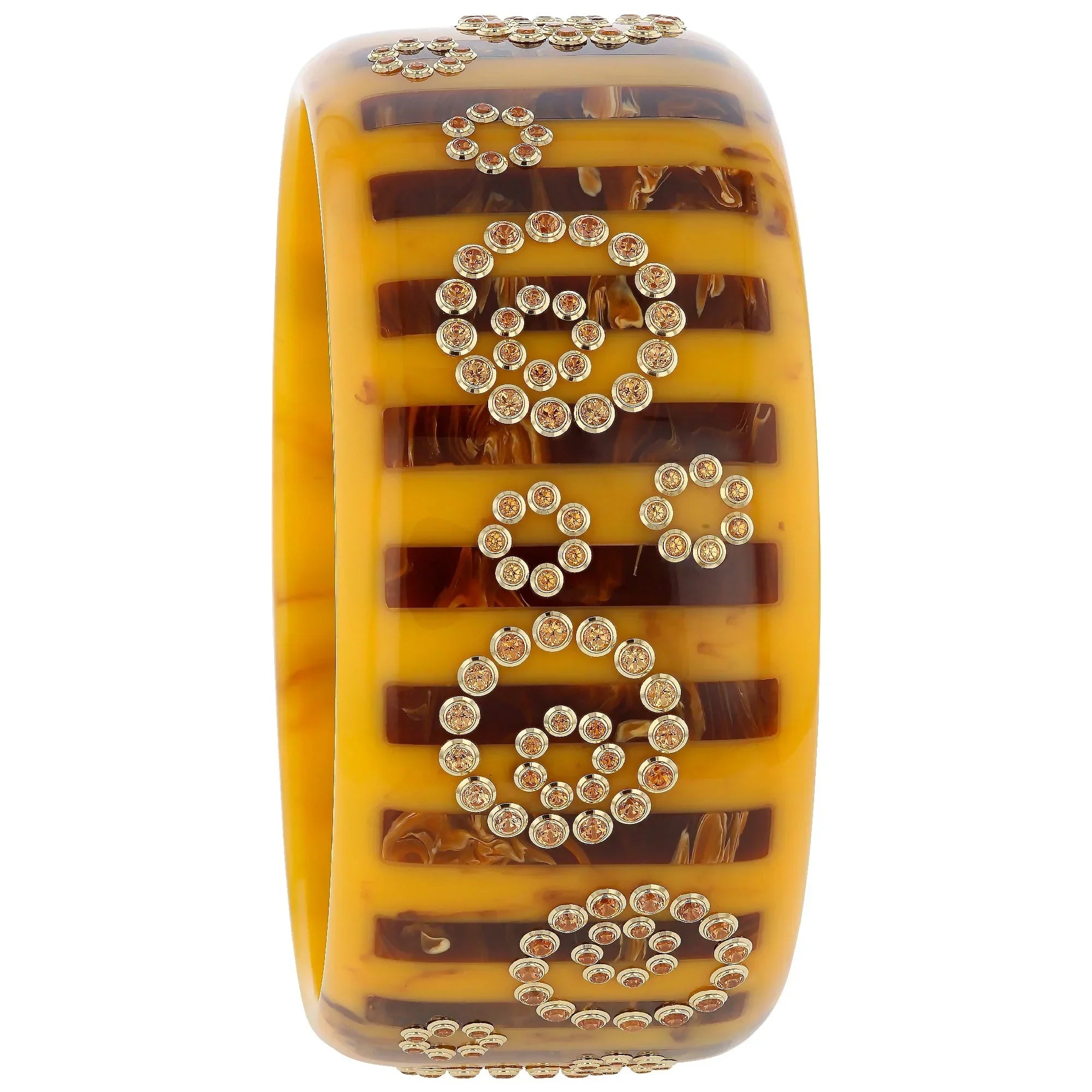 Linea Echo Bangle | Rich brown bakelite with inlay and stones. 