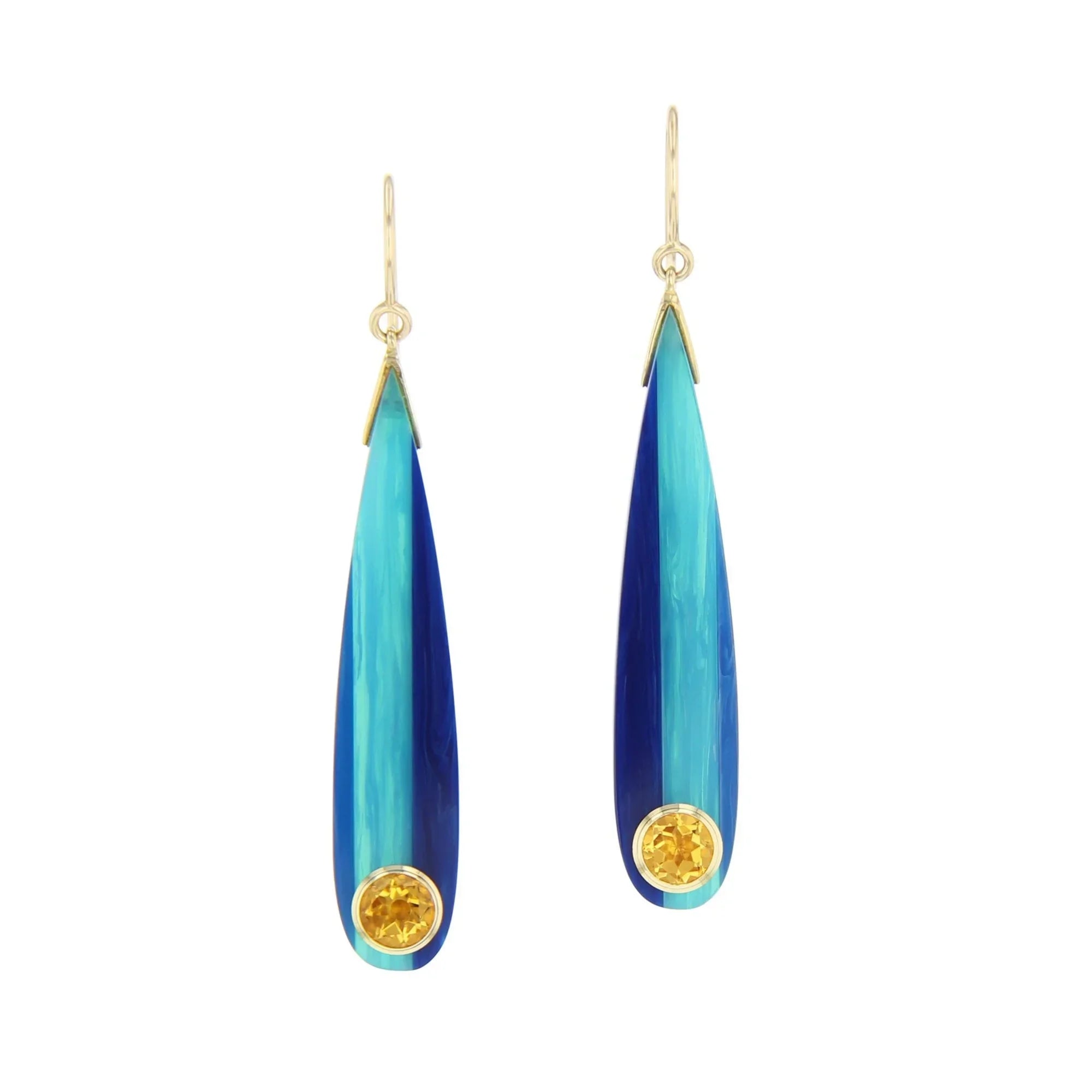 Lola Earrings | Graphic bakelite dangle earrings with stones.
