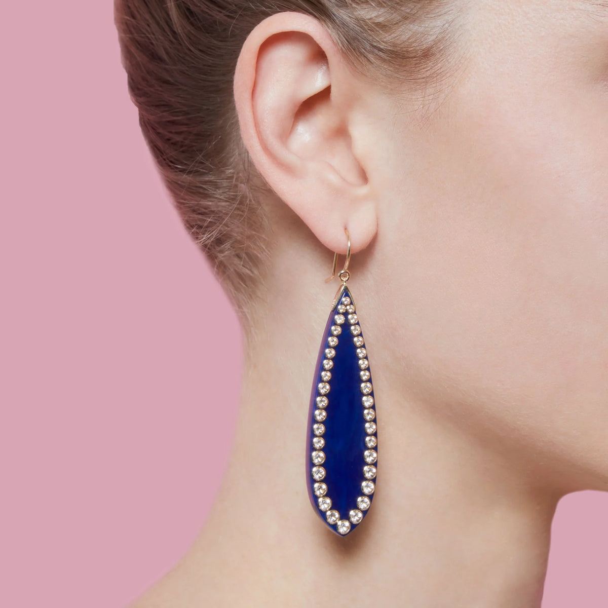 Lydia Earrings | Bakelite with gold and stones. 