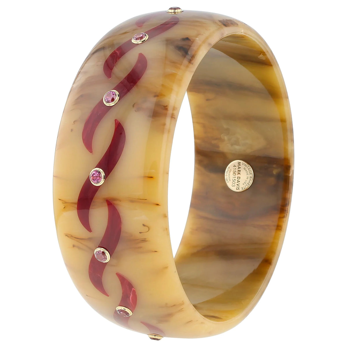 Mabyn Bangle | Bakelite with inlay and stones. 