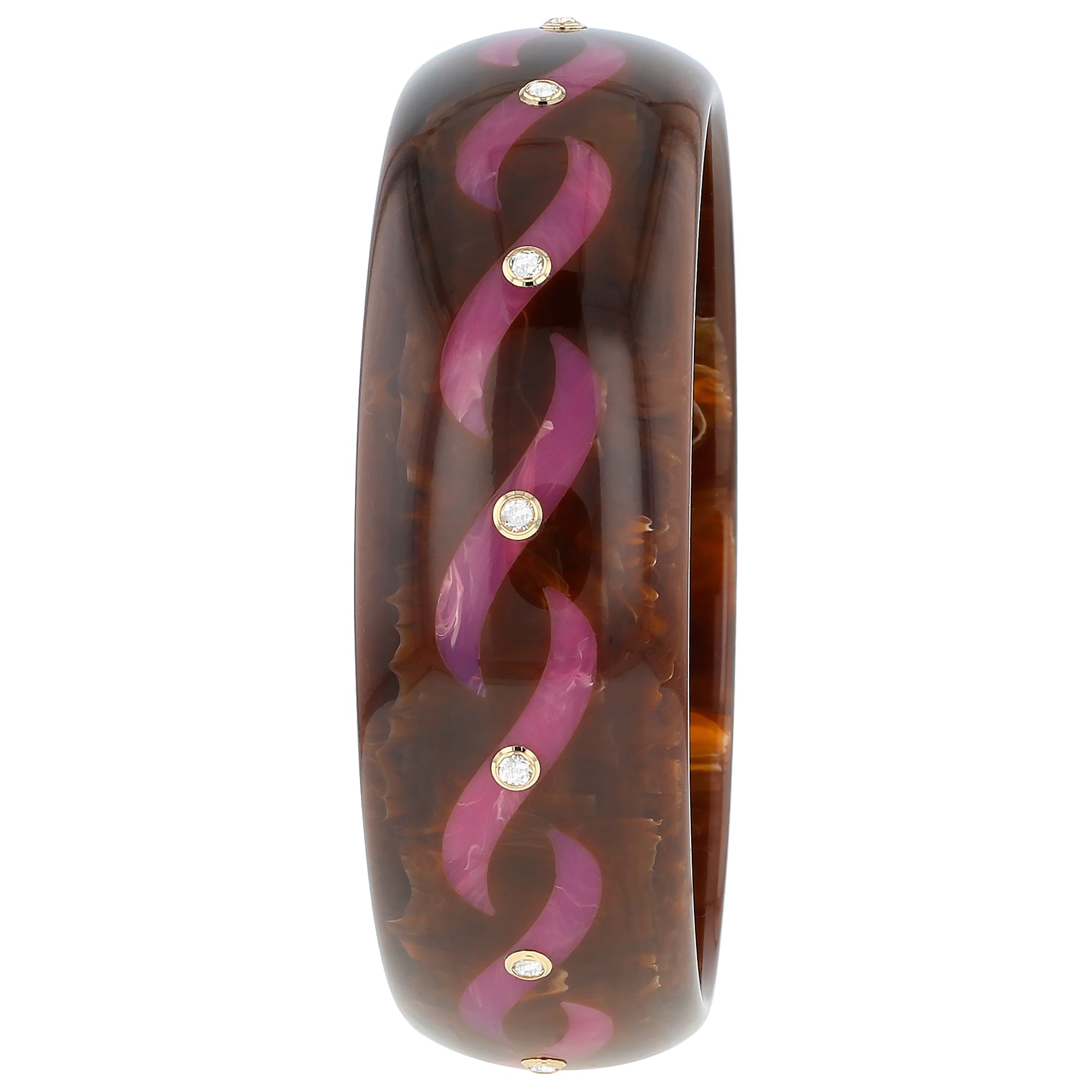 Mabyn Bangle | Bakelite with inlay and stones. 