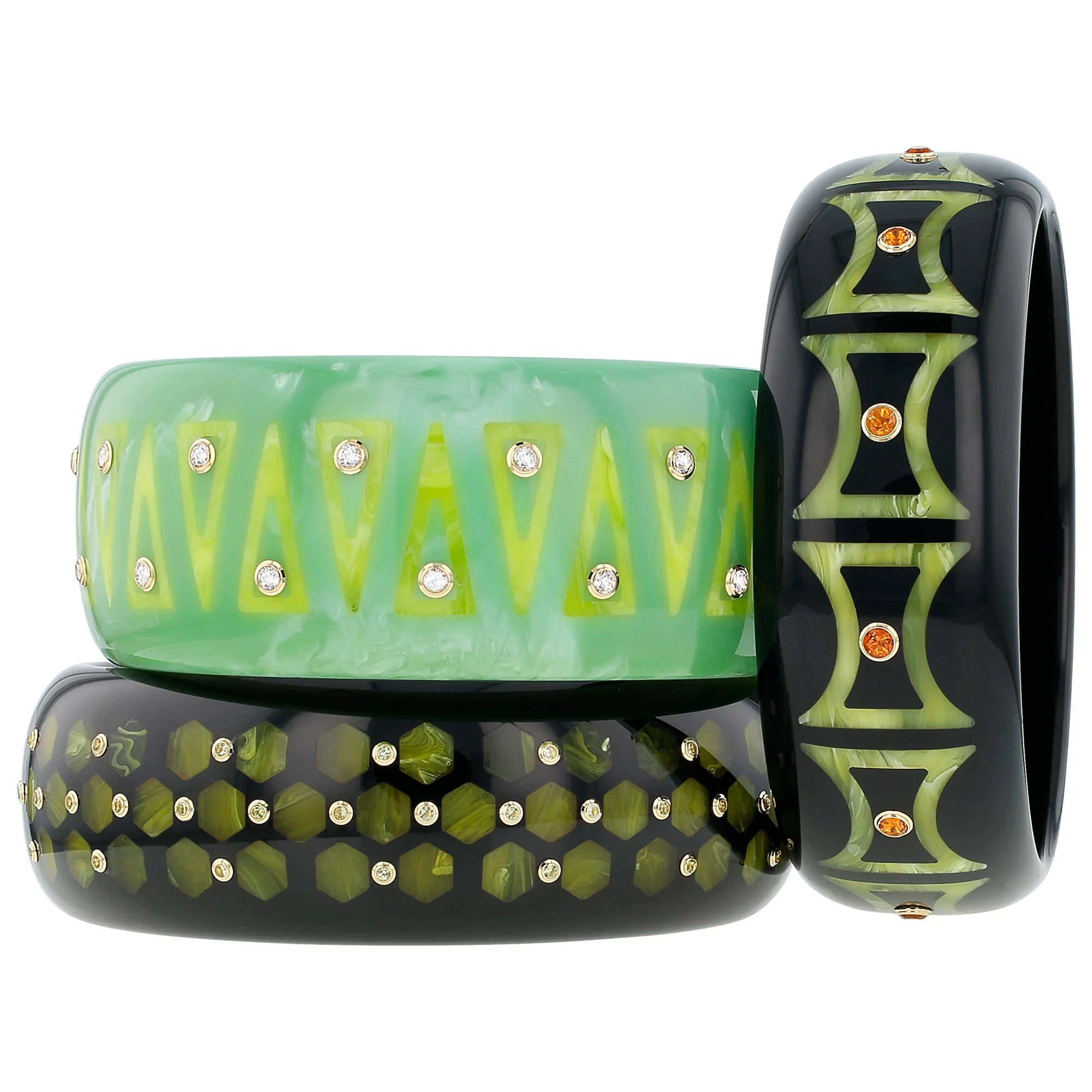 Madi Bangle | Bakelite with inlay and stones. 
