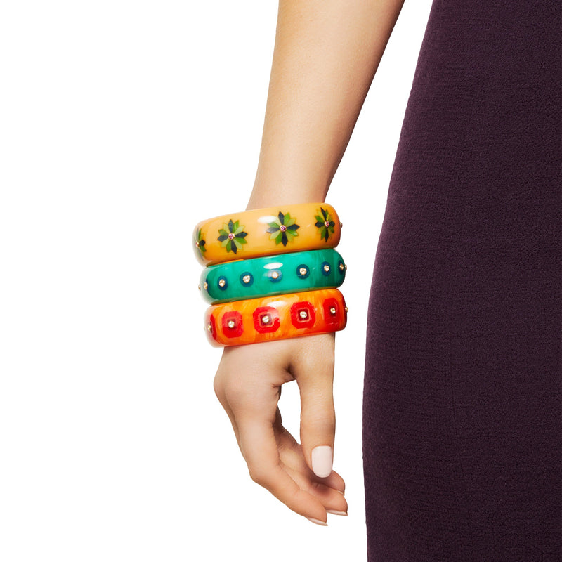 Maren Bangle | Bakelite With Inlay And Stones.