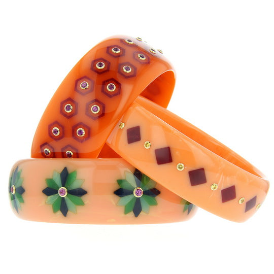 Maren Bangle | Bakelite With Inlay And Stones.