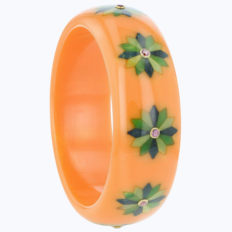 Maren Bangle | Bakelite With Inlay And Stones.