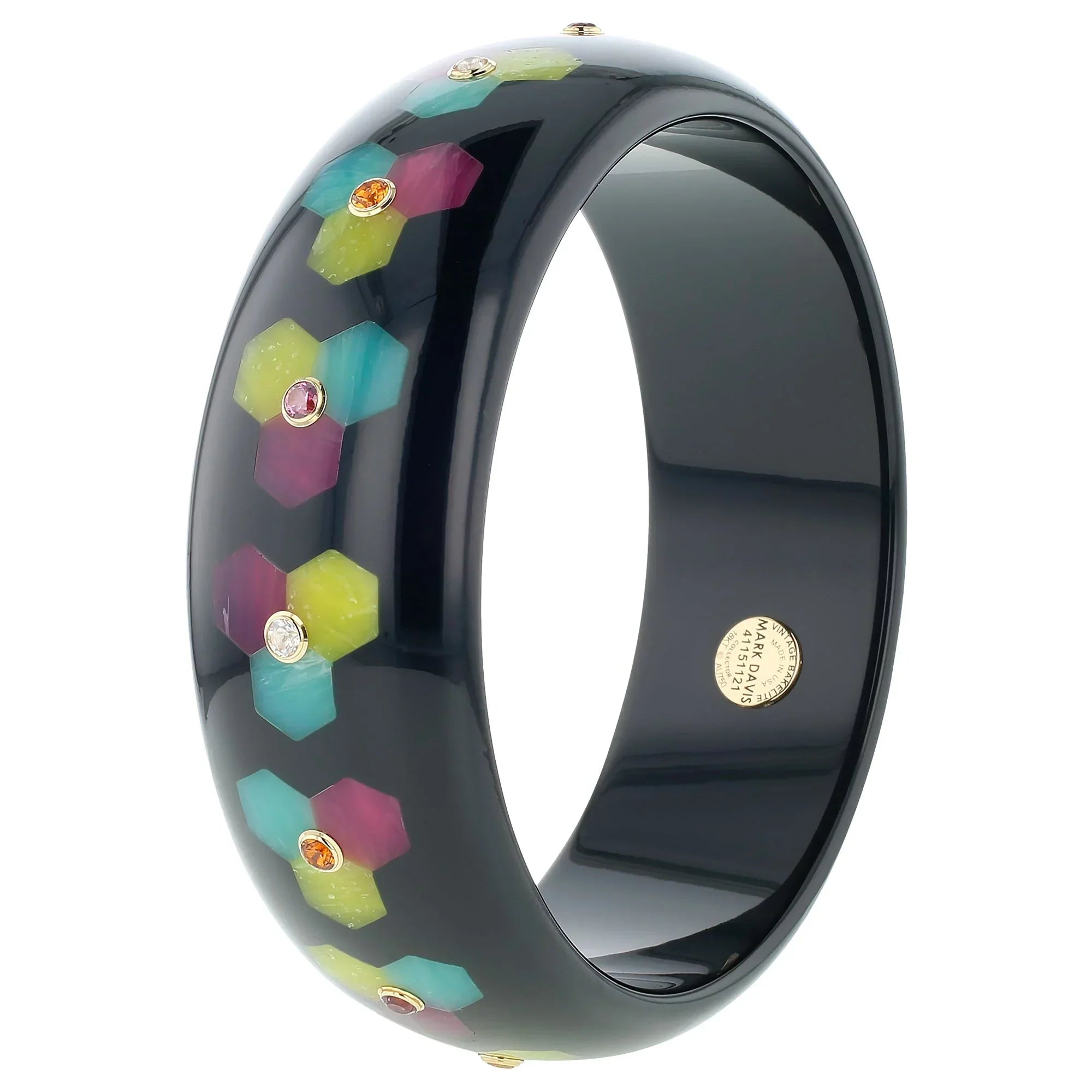 Margaret Bangle | Elegant black with inlay and stones.
