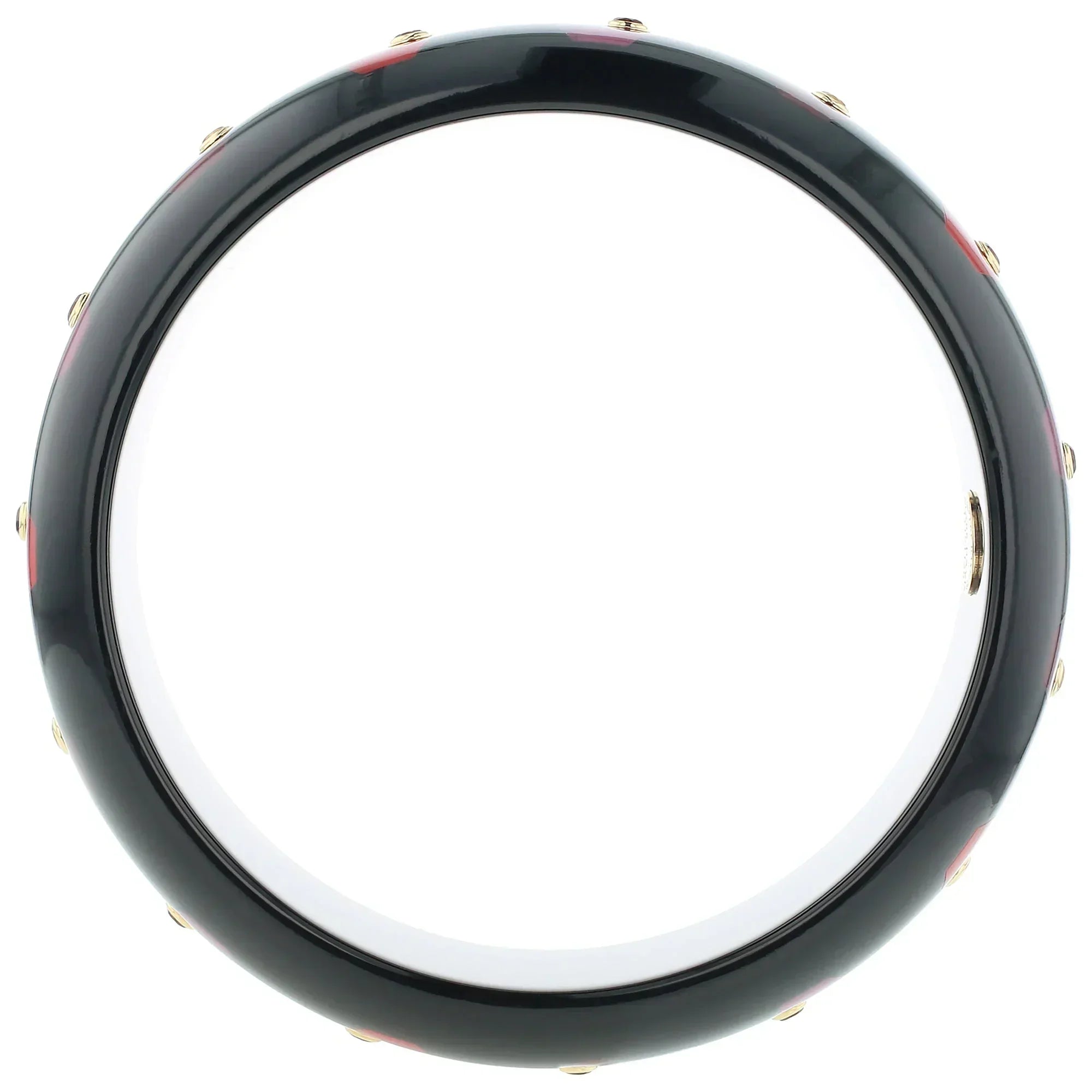 Margaret Bangle | Solid black bakelite with inlay and stones. 