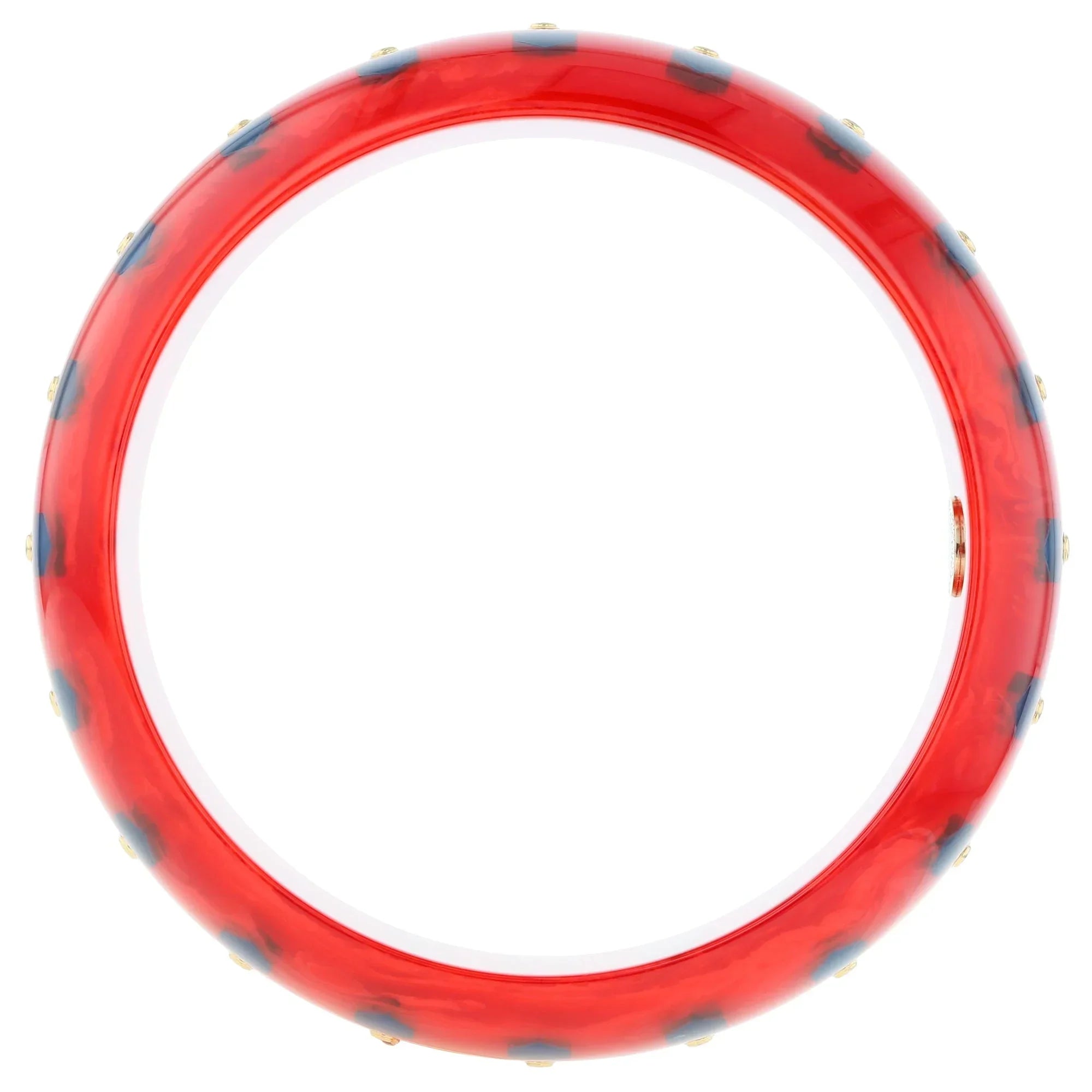 Mirabel Bangle | Vivid red bakelite with inlay and stones.