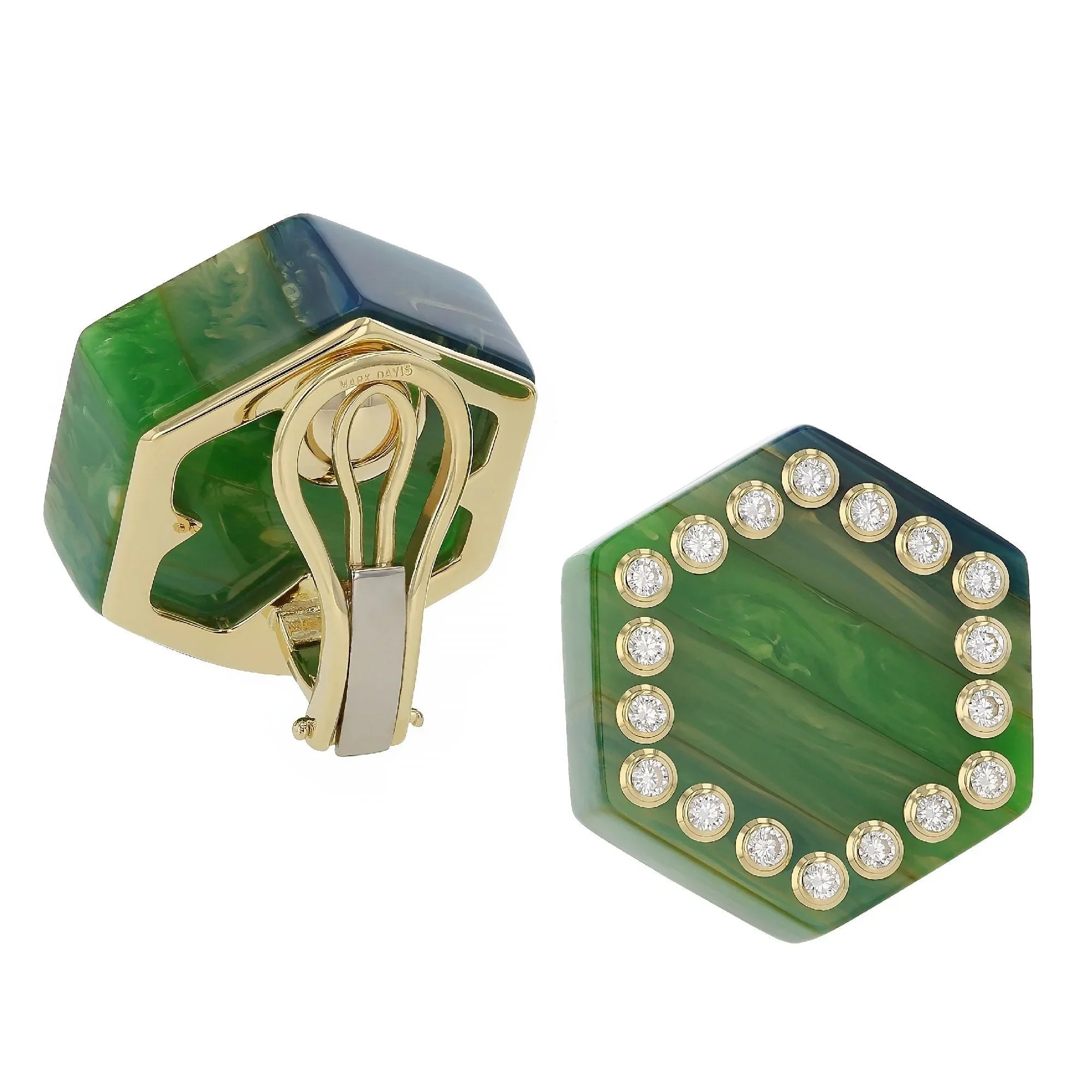 Nadia Earclips | Sensational bakelite clip earrings with stones.