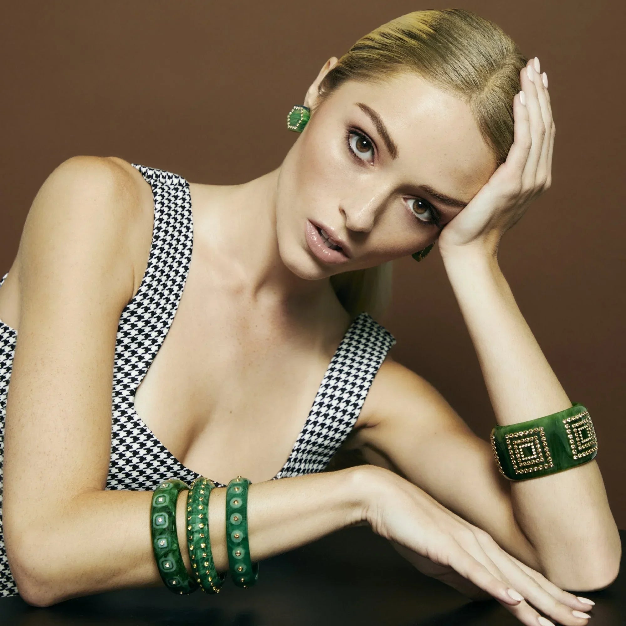 Nadia Earclips | Sensational bakelite clip earrings with stones.