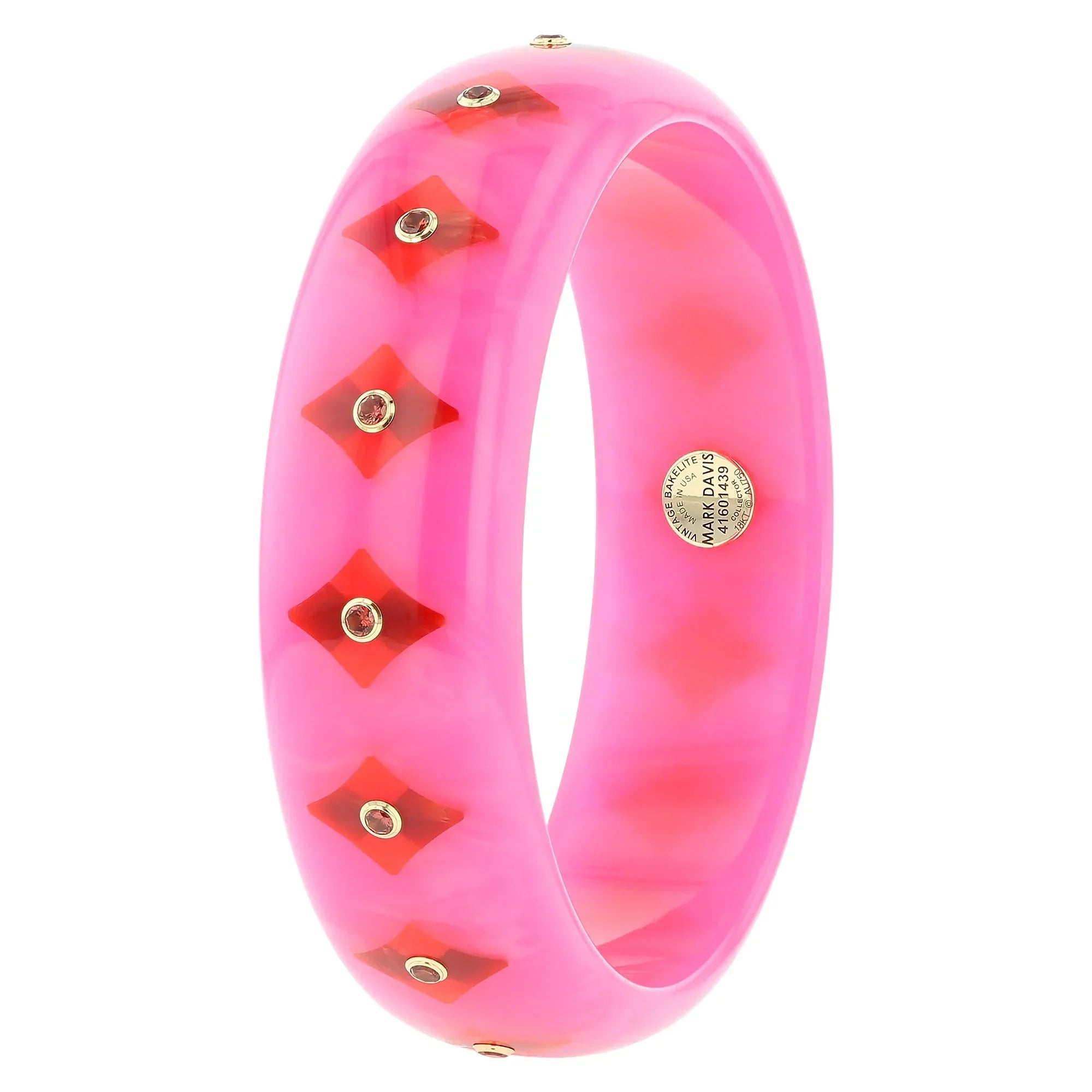 Natalia Bangle | Bakelite with inlay and stones. 