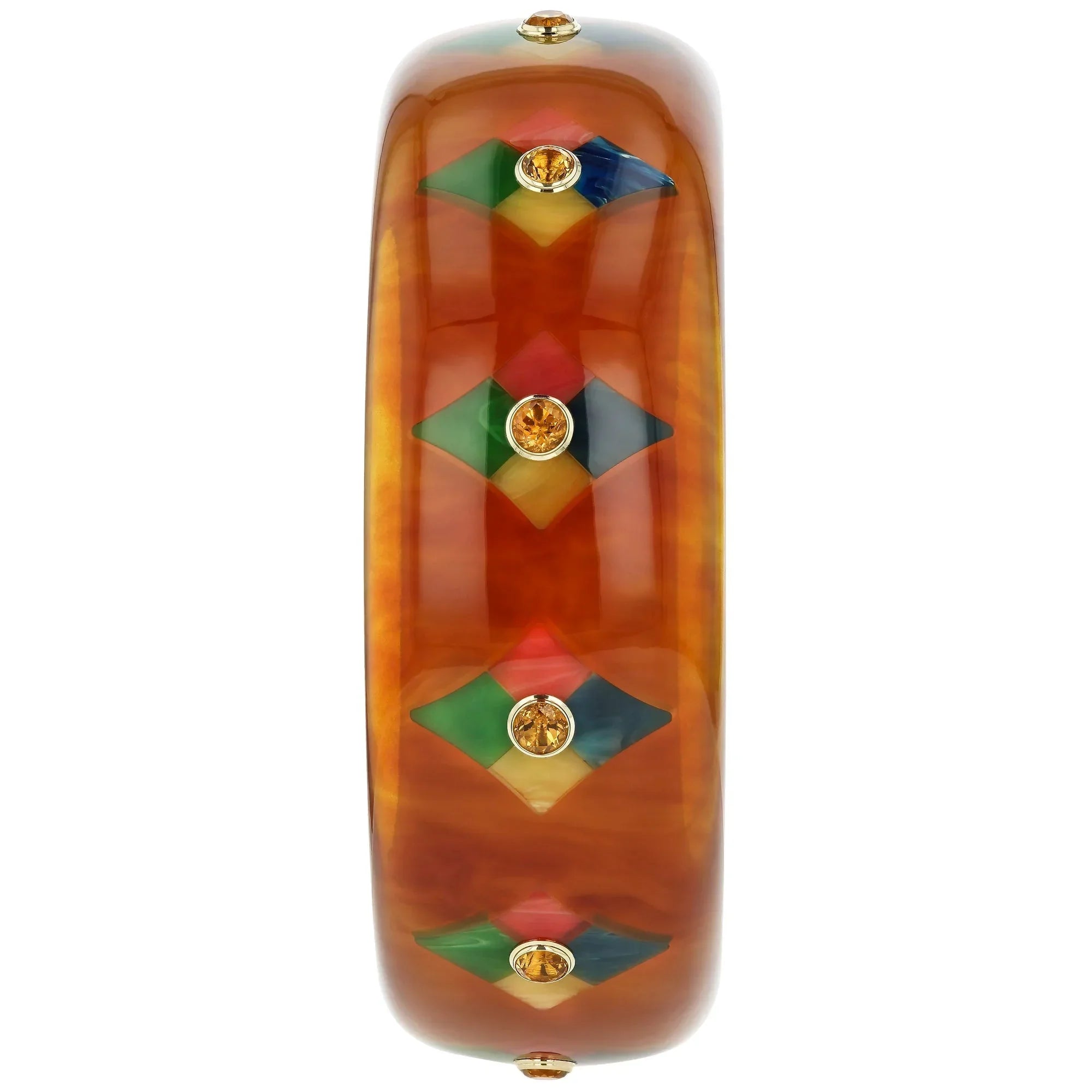Natalia Bangle | Bakelite bangle with kite shape inlay and stones.