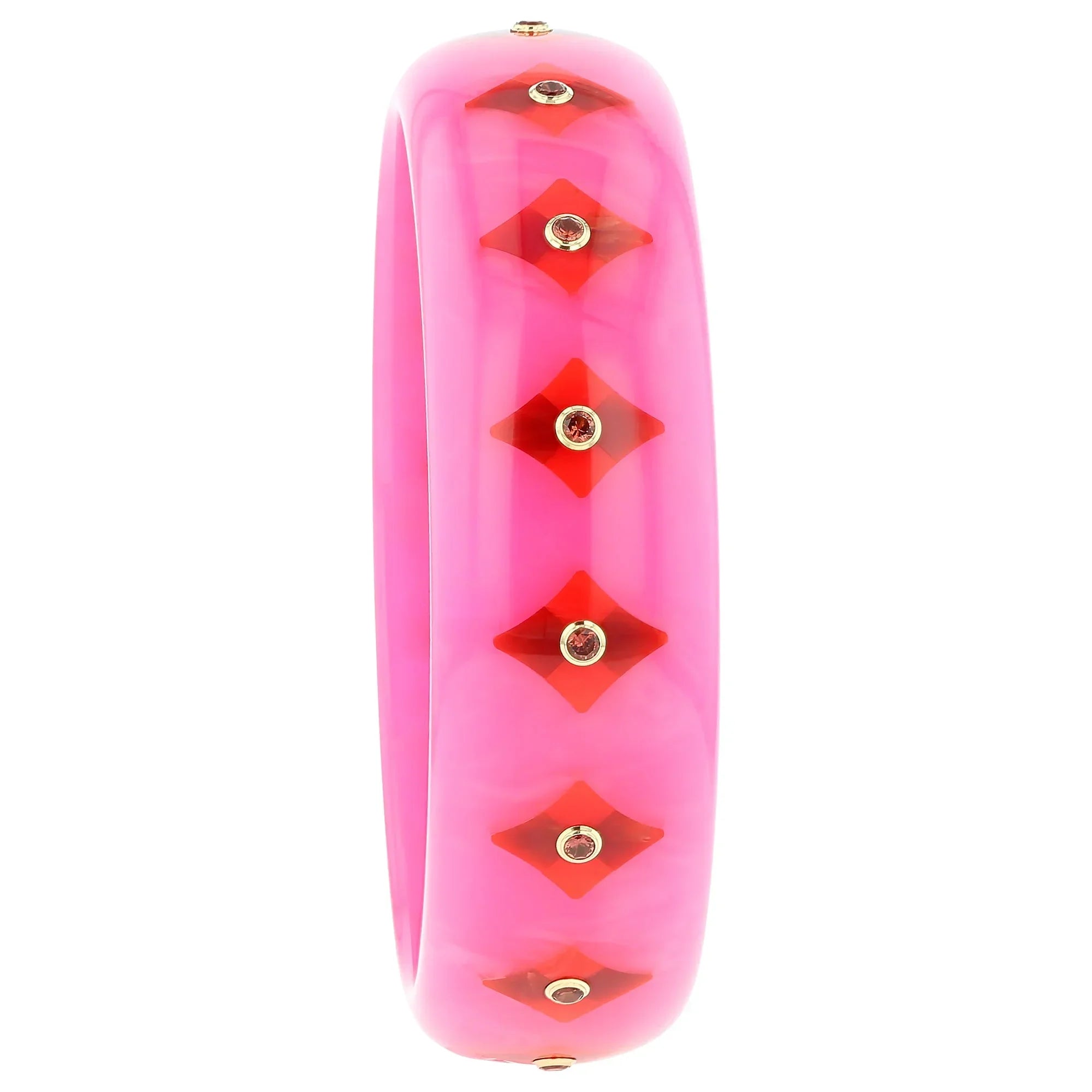 Natalia Bangle | Bakelite with inlay and stones. 
