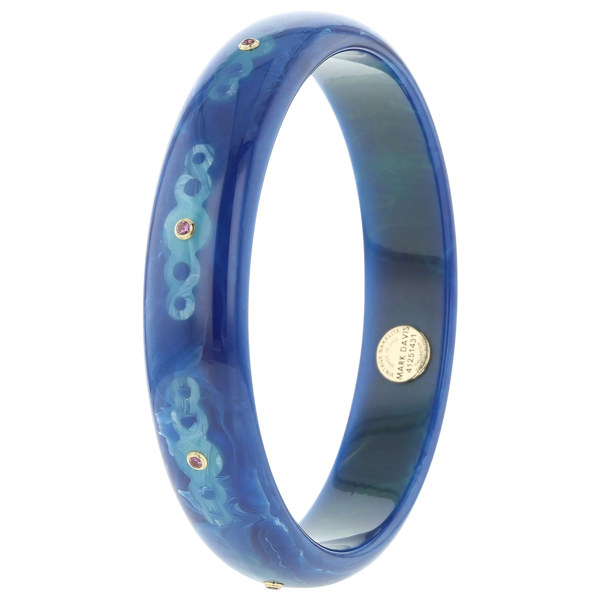 Norma Bangle | Bakelite With Inlay And Stones.