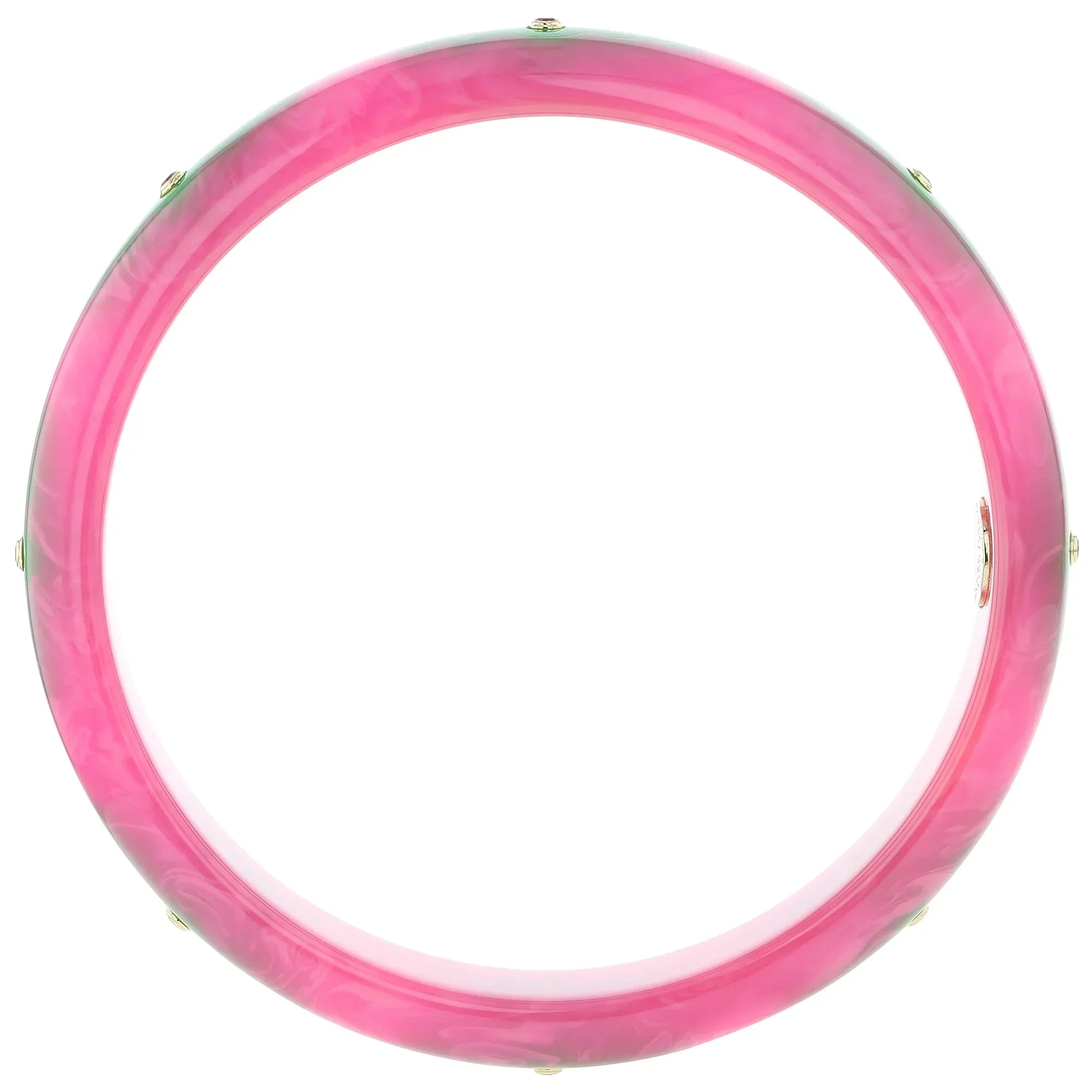 Norma Bangle | Vibrant pink bakelite With Inlay And Stones.