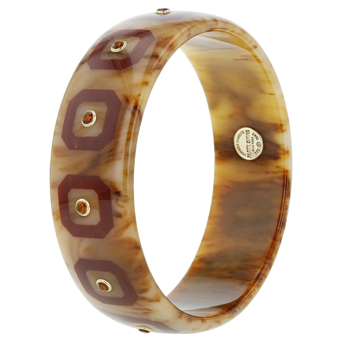 Octavia Bangle | Bakelite with inlay and stones. 