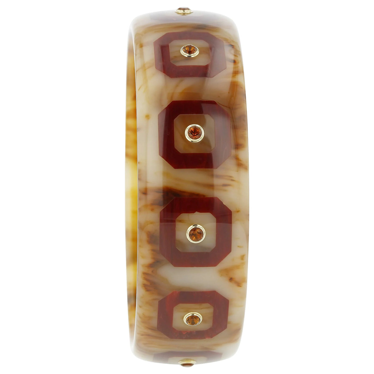 Octavia Bangle | Bakelite with inlay and stones. 