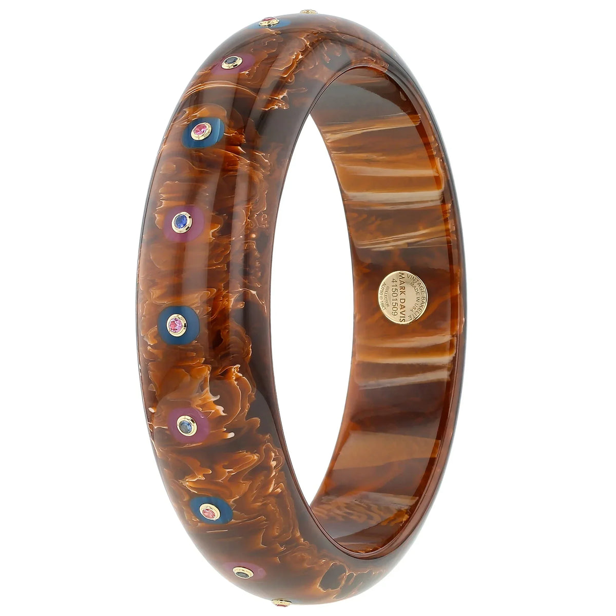 Odessa Bangle | Bakelite with inlay and stones. 