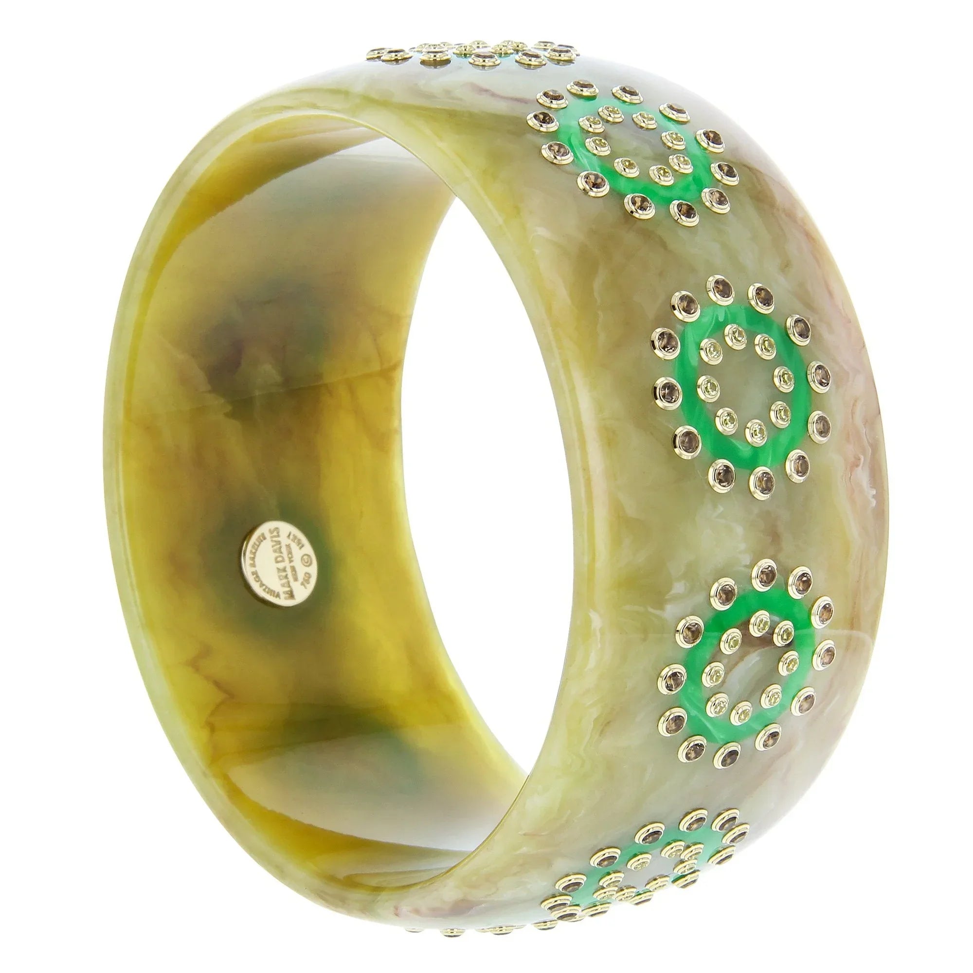 Olga Bangle | Seasonless bakelite bangle with inlay and stones.