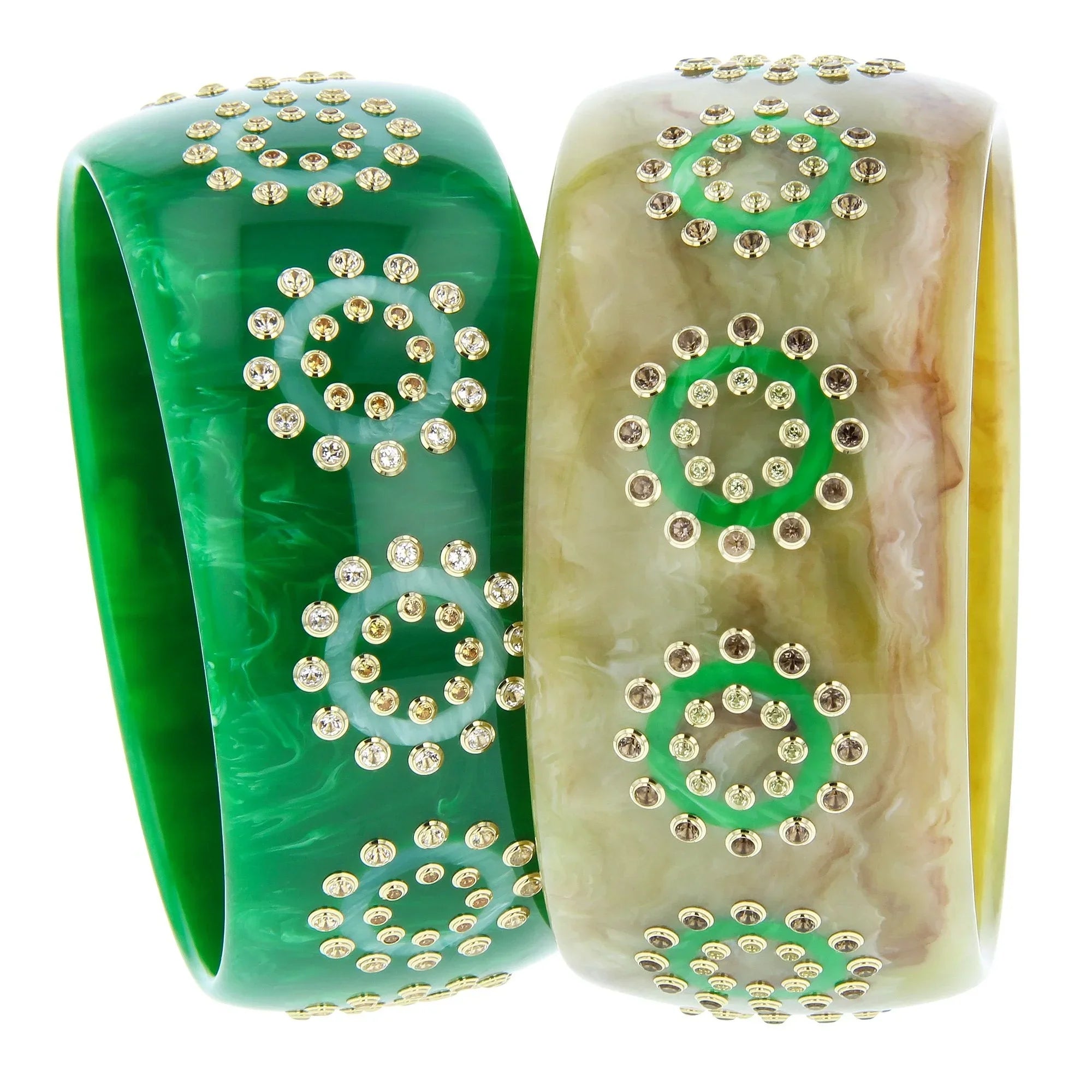 Olga Bangle | Seasonless bakelite bangle with inlay and stones.