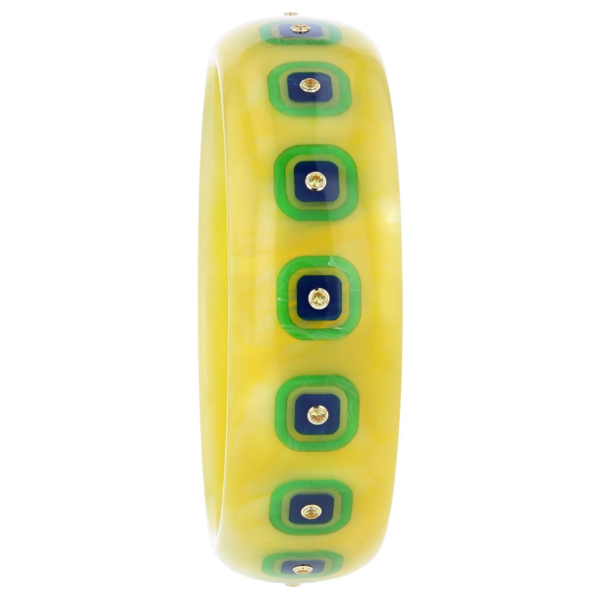 Olivia Bangle | Vibrant bakelite with inlay and stones.