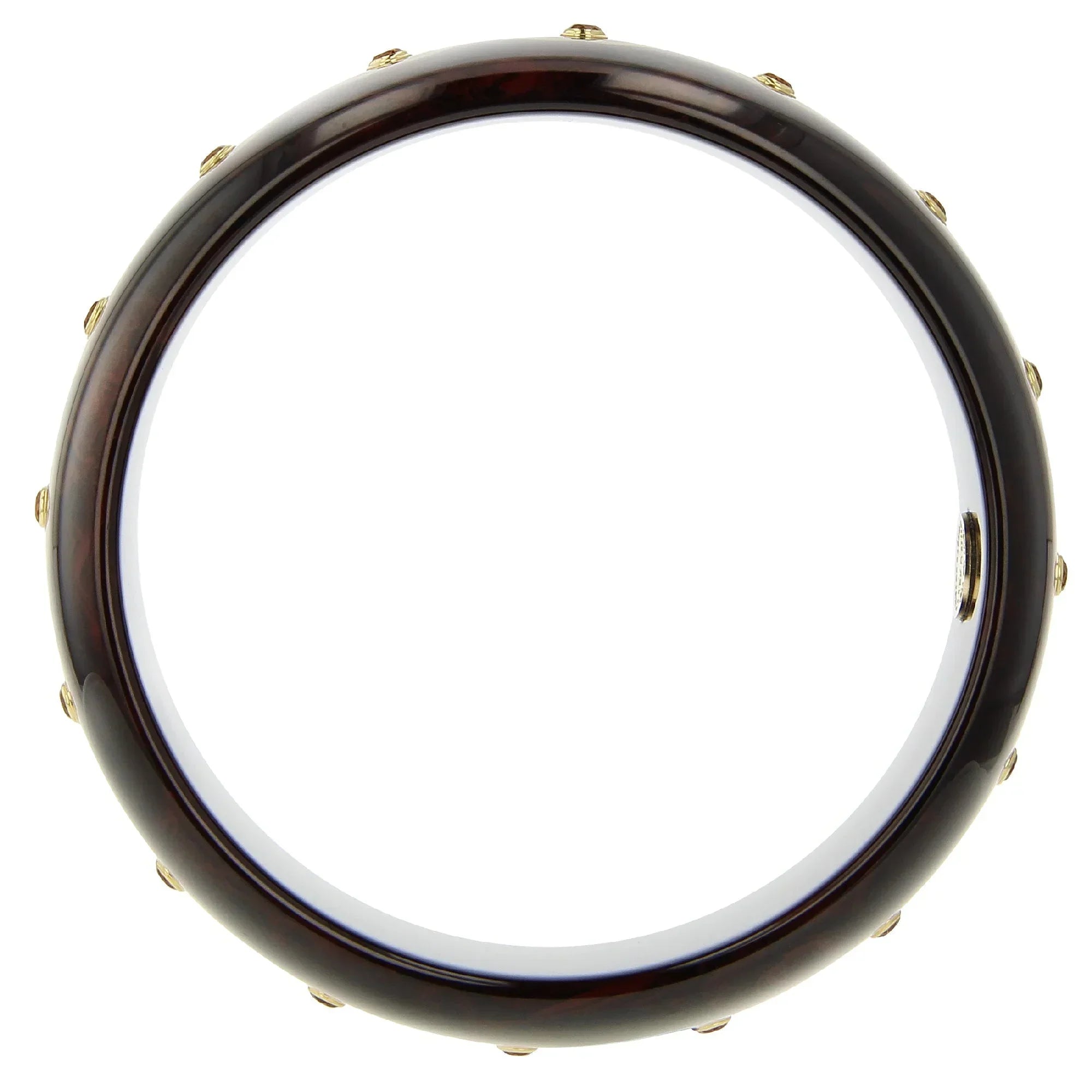 Olivia Bangle | Chocolate brown bakelite bangle with inlay and stones.