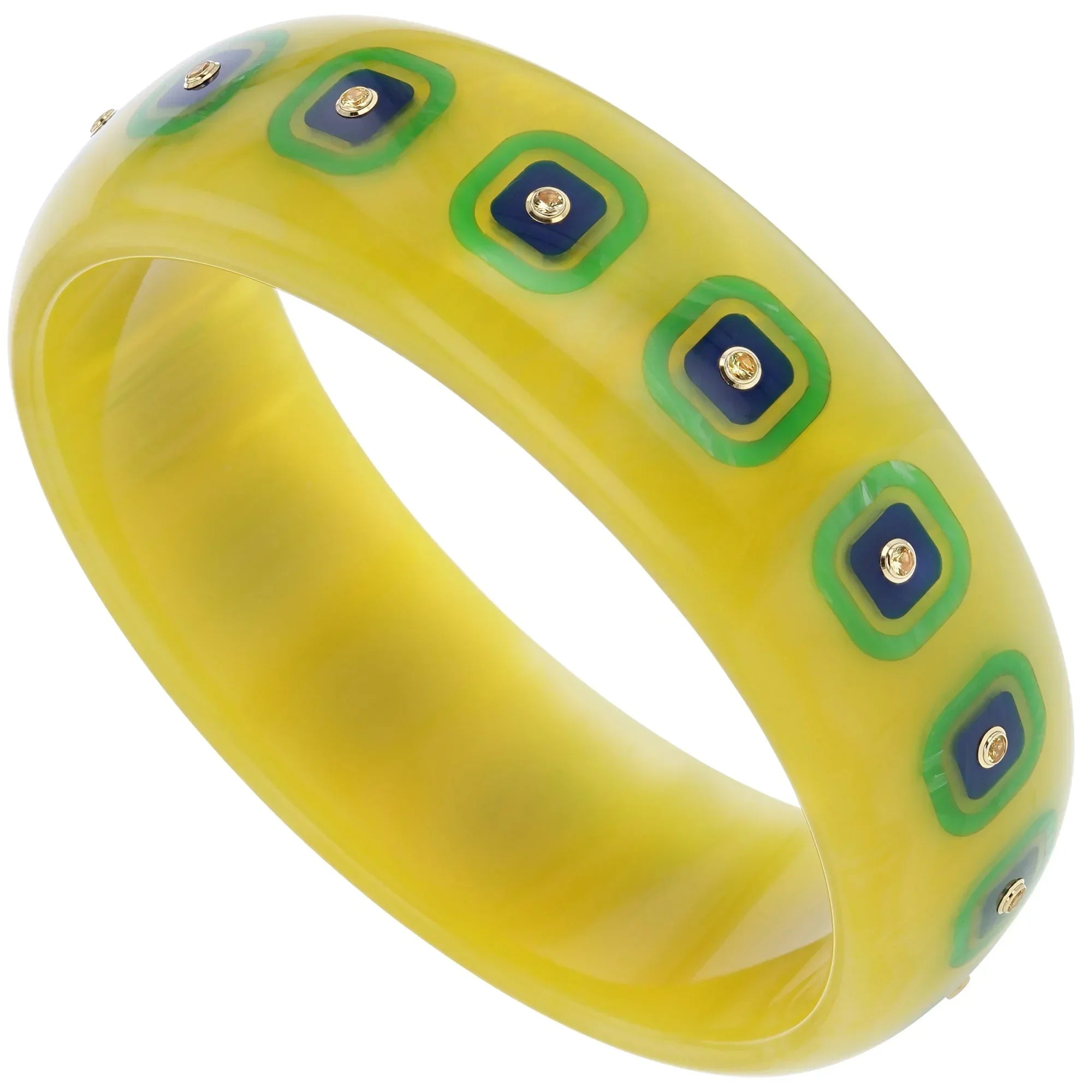 Olivia Bangle | Vibrant bakelite with inlay and stones.