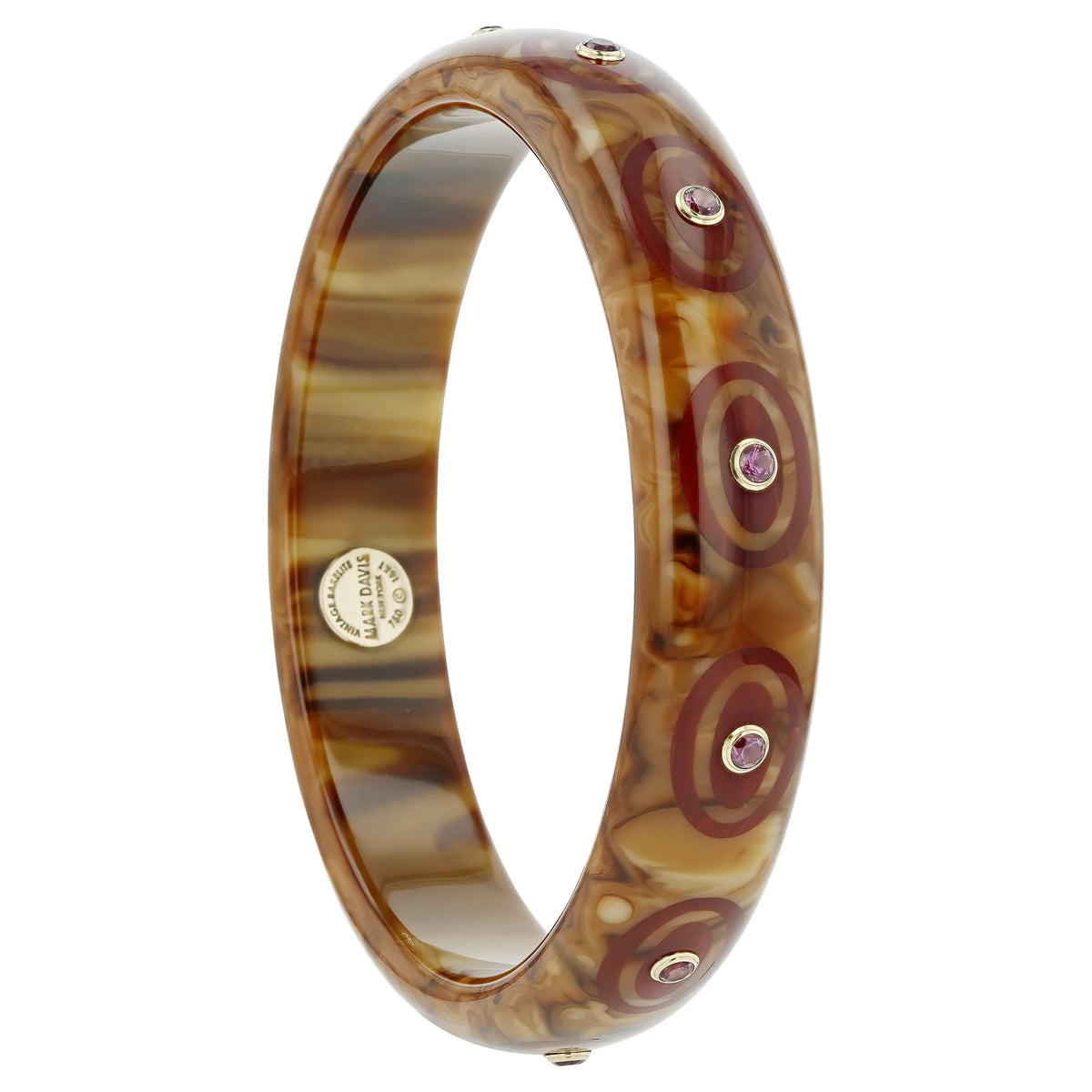 Omari Bangle | Bakelite with inlay and stones. 