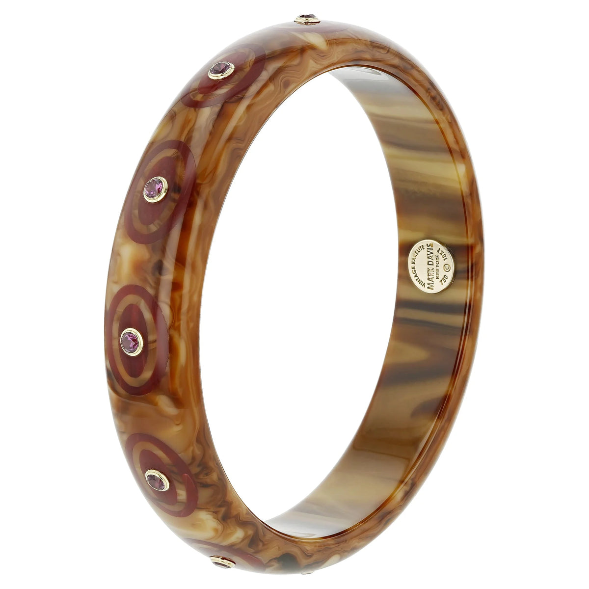 Omari Bangle | Bakelite with inlay and stones. 