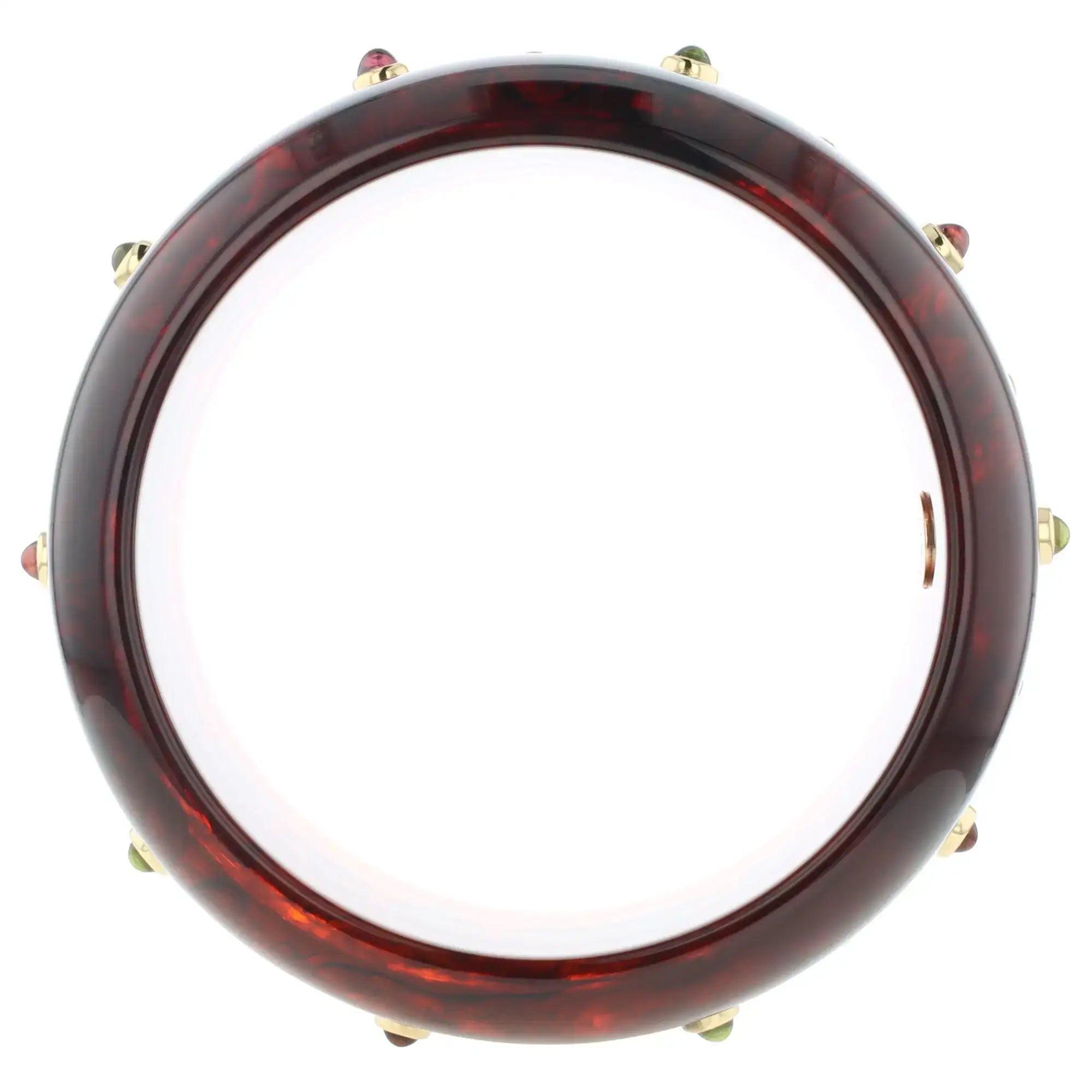 Ophelia Bangle | Marbled tortoise bakelite with inlay and stones.