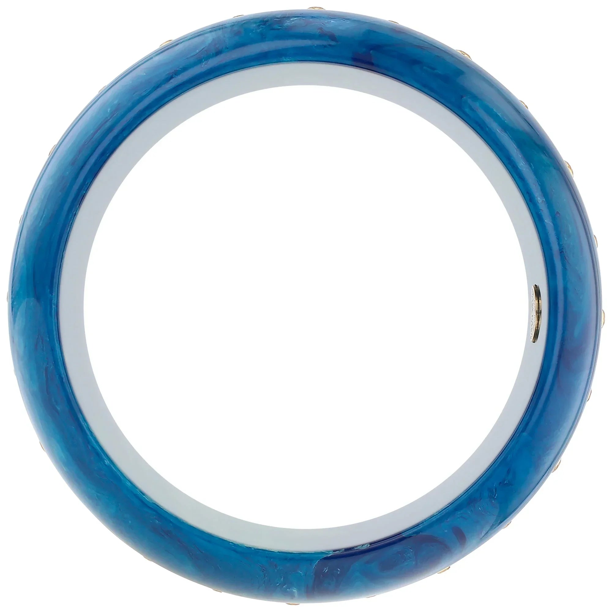 Ophelia Kara Bangle | Rich blue bakelite with inlay and stones.