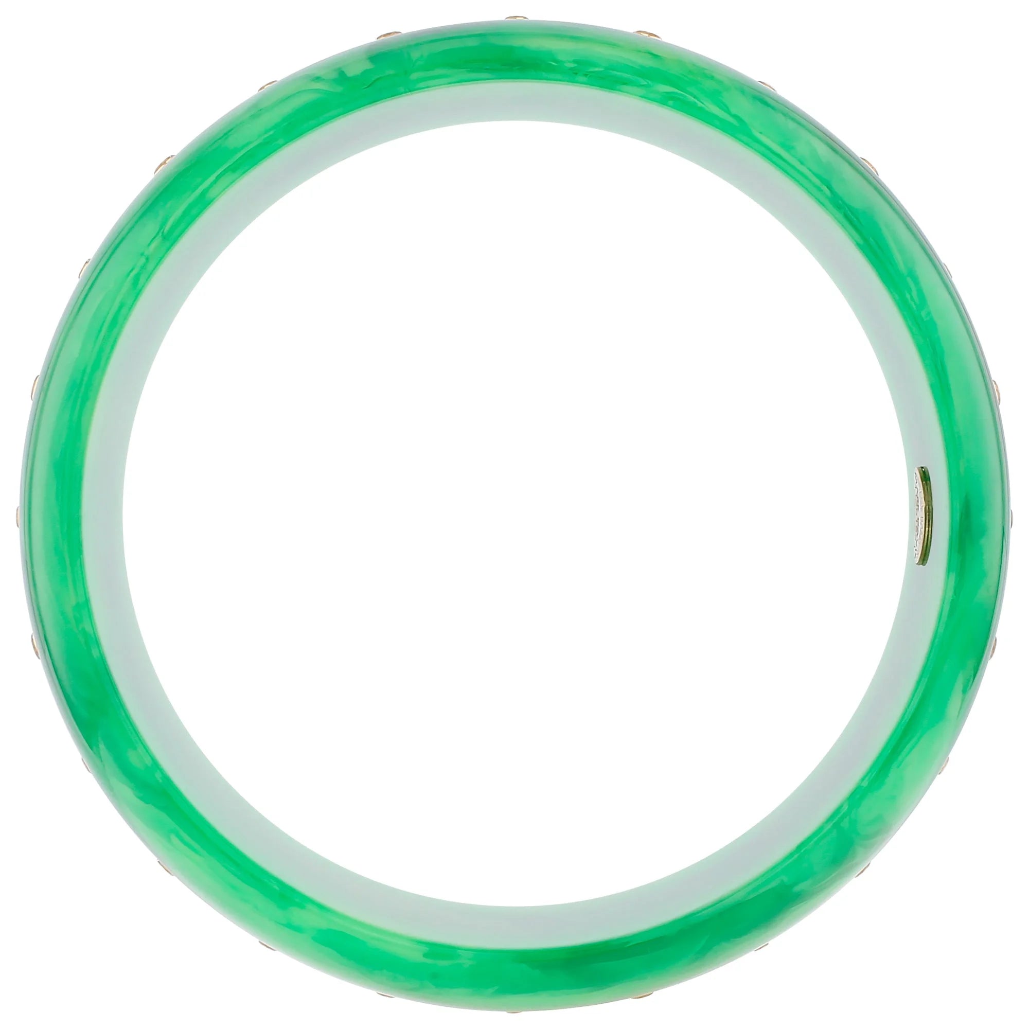 Ophelia Kara Bangle | Vibrant green bakelite with inlay and stones. 