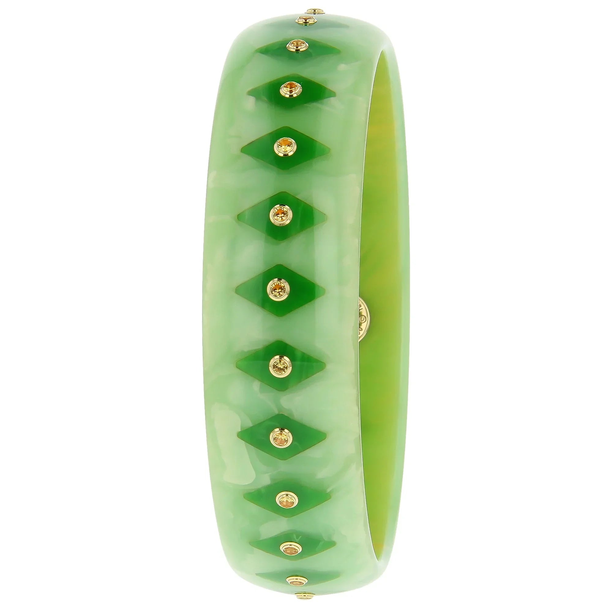 Penelope Bangle | Bakelite with inlay and yellow sapphire stones.