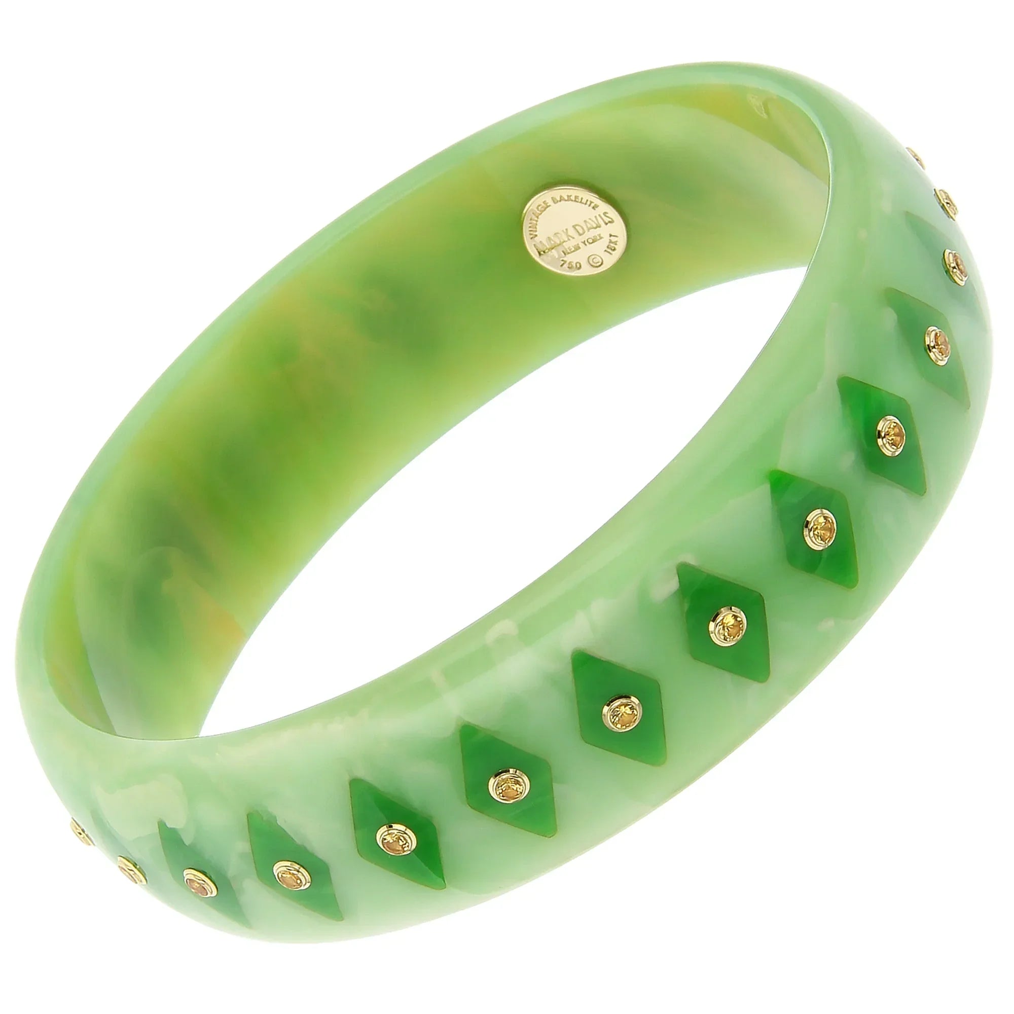 Penelope Bangle | Bakelite with inlay and yellow sapphire stones.