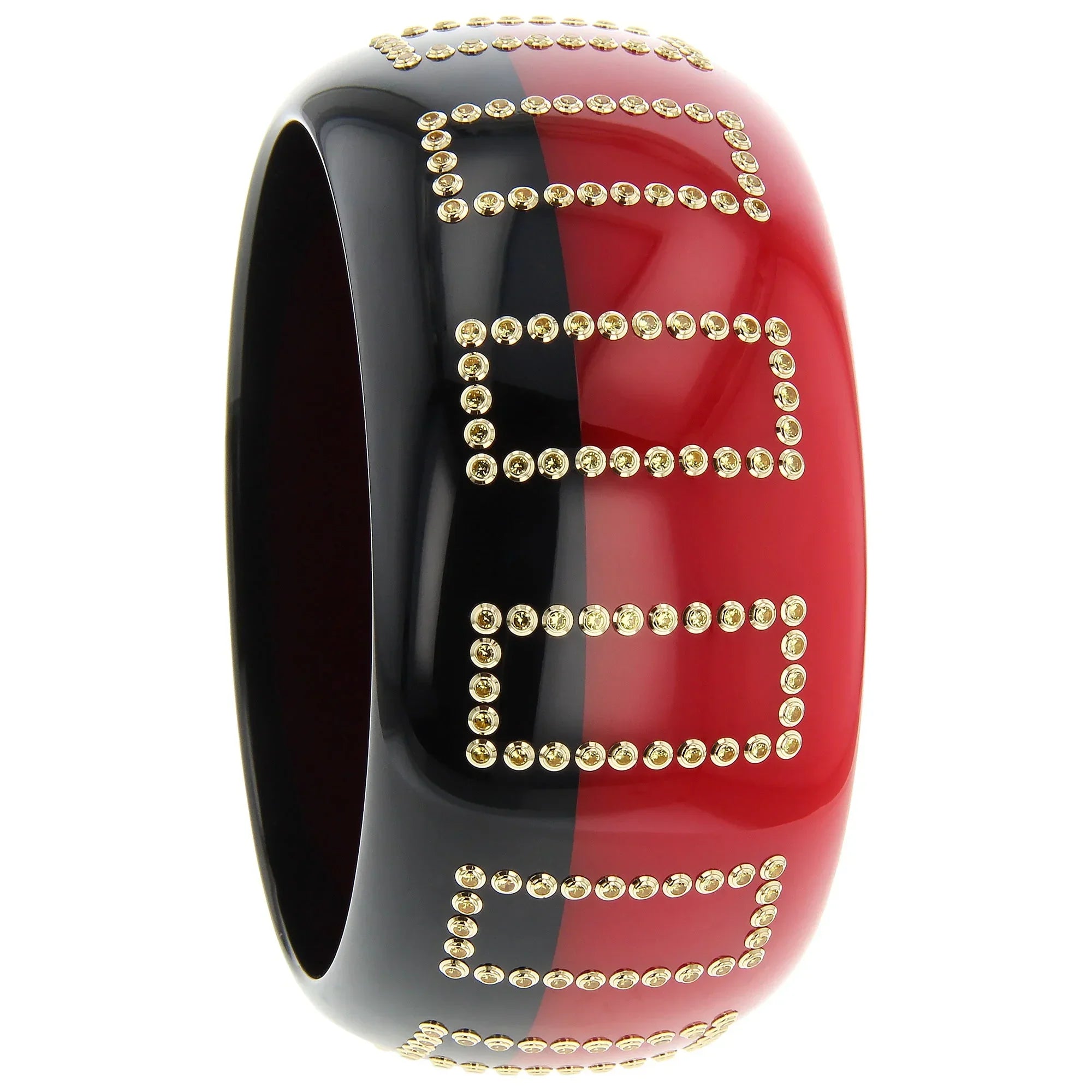 Phaedra Bangle | Bi-color bakelite with inlay and stones.