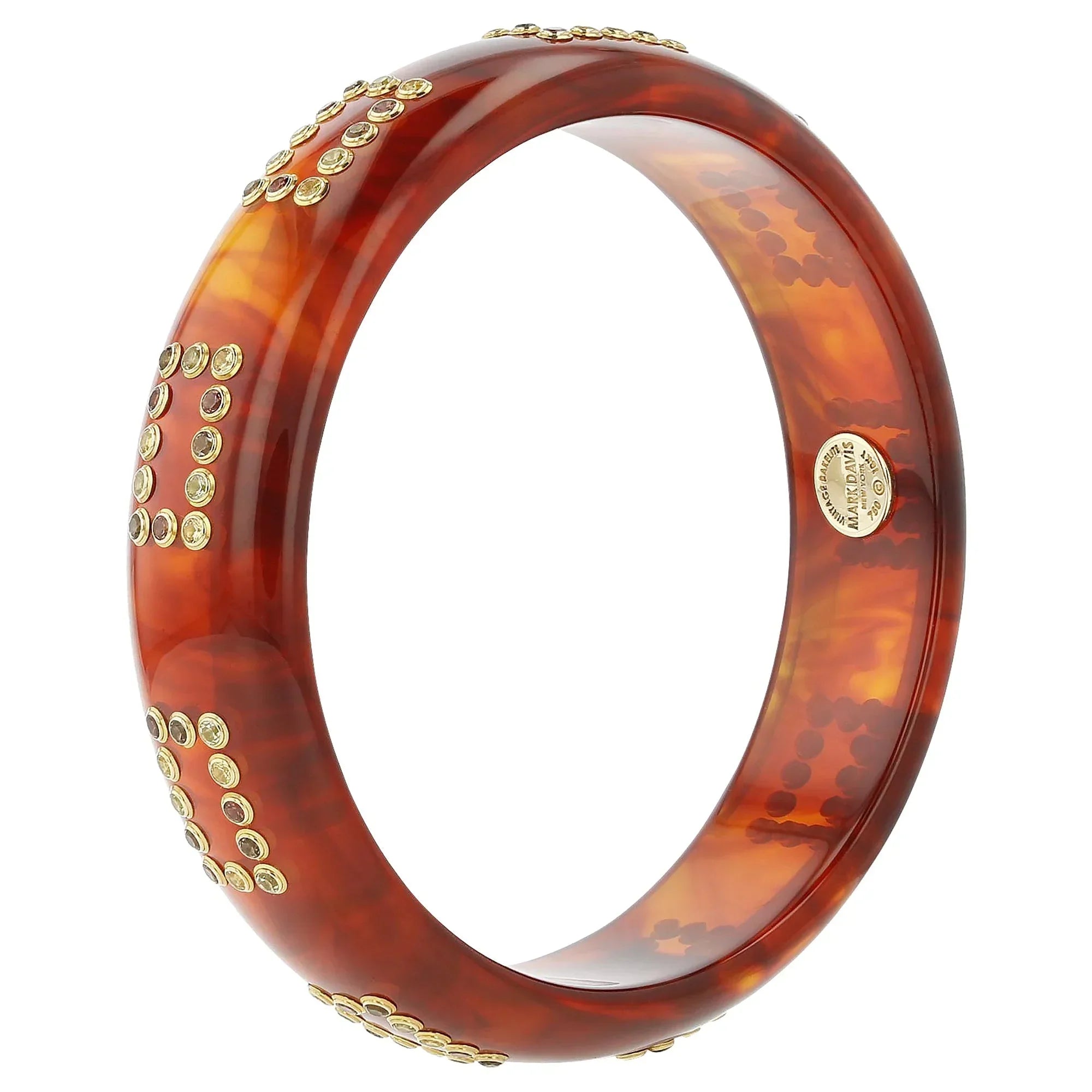Remi Bangle | Burnt orange bakelite with stones.
