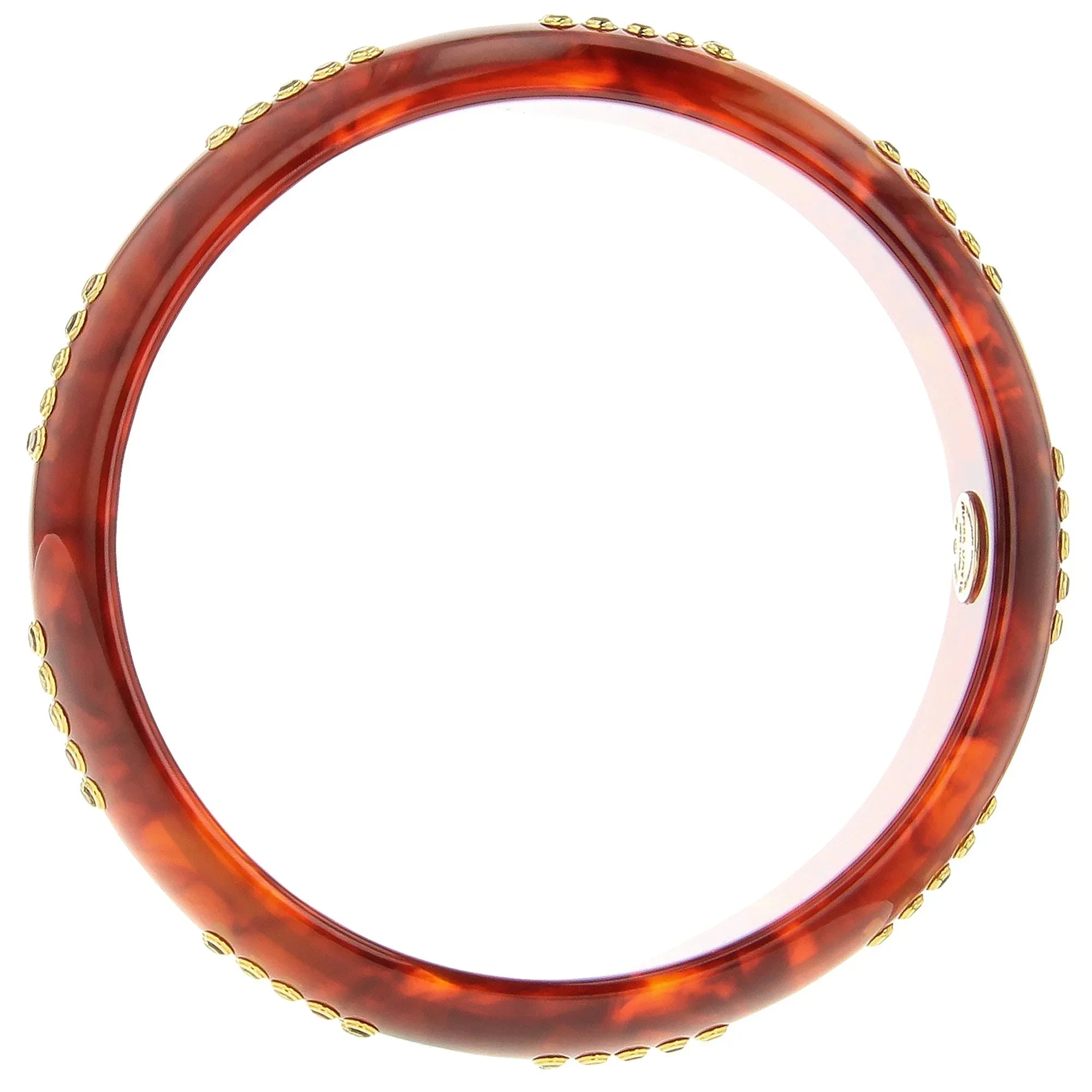 Remi Bangle | Burnt orange bakelite with stones.