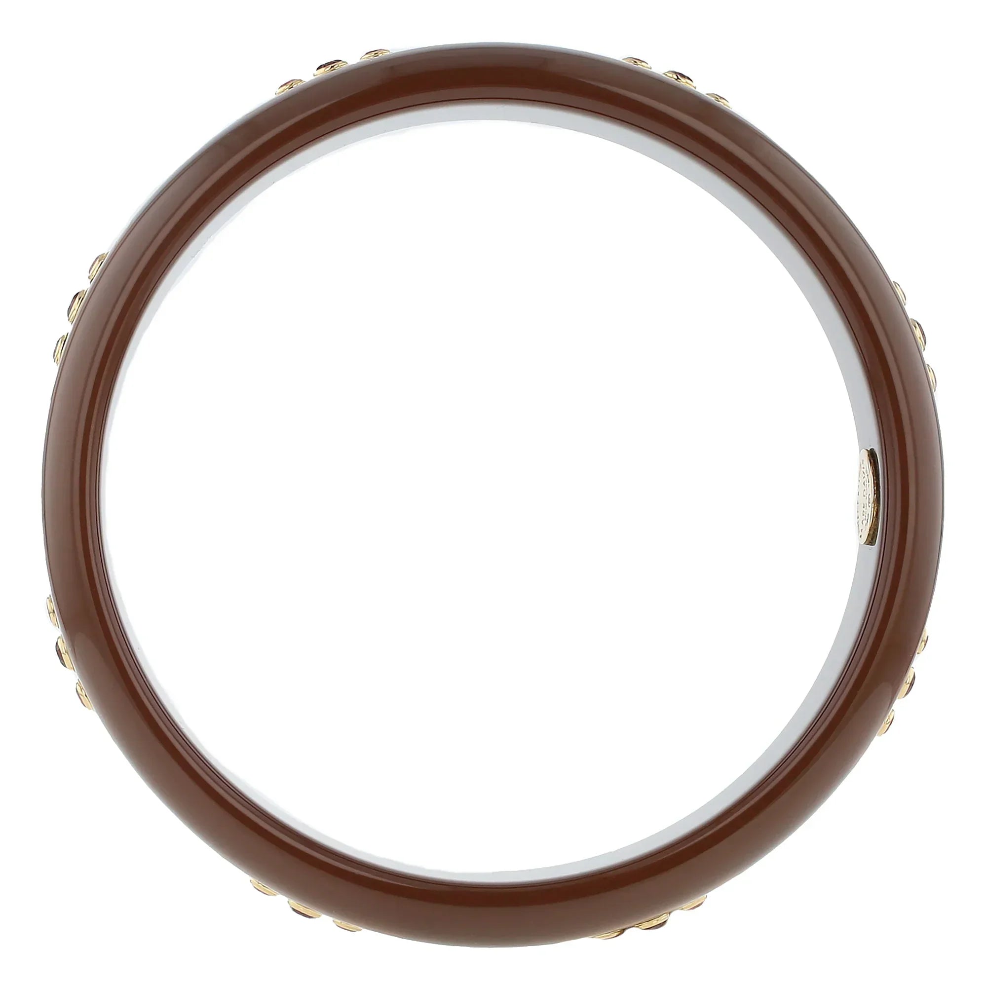Rowan Bangle | Milk chocolate bakelite with inlay and stones.