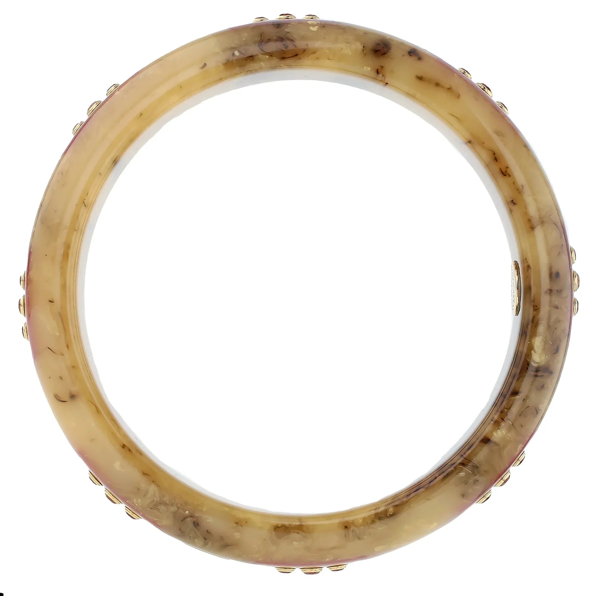 Rowan Bangle | Marbled beige bakelite with inlay and stones.