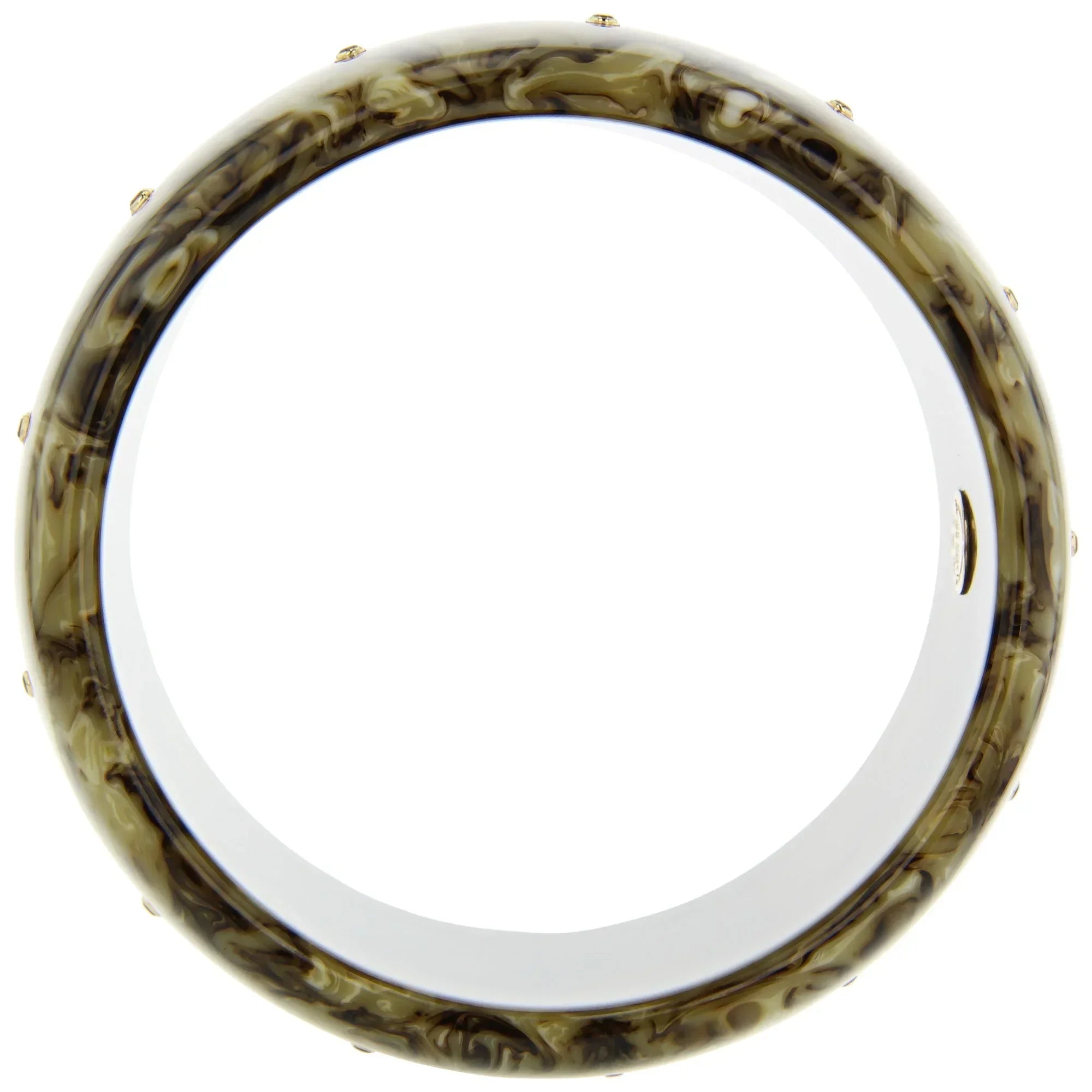 Sabrina Bangle | Marbled brown bakelite with inlay and stones.