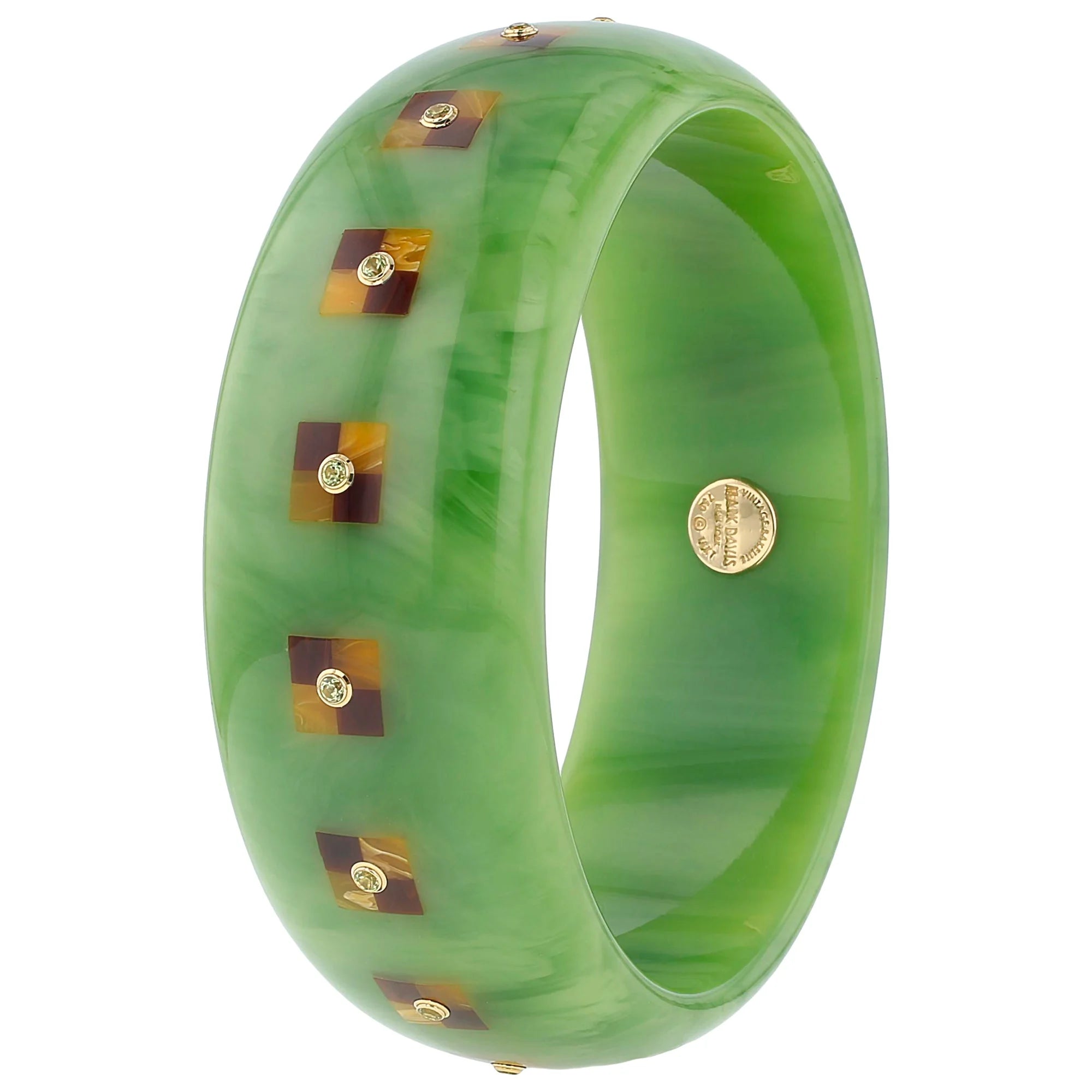 Sara Bangle | Bakelite with inlay and stones. 